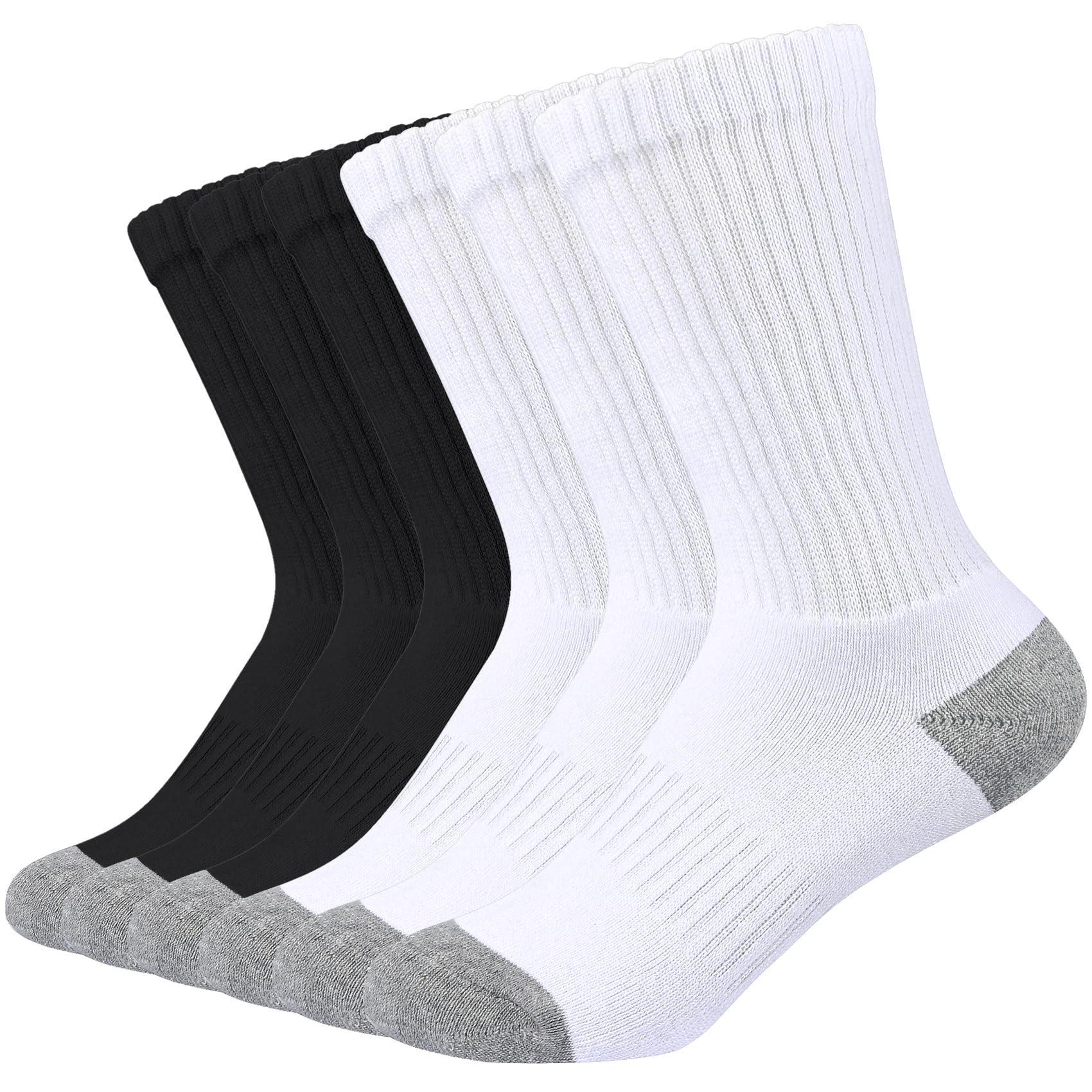 **Boys & Girls Crew Socks 6-Pack - Cushioned Athletic Socks for School, Sports & Uniforms - Soft Cotton Thick Socks for Kids & Youth - Perfect for Daily Wear, Gym & Playtime**