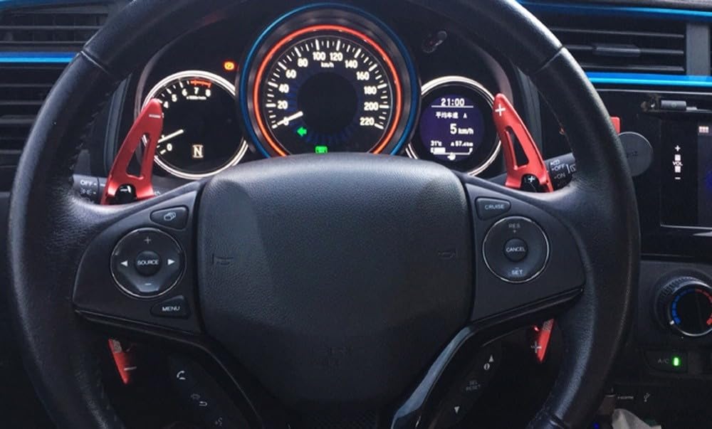 Red CNC Billet Aluminum Large Paddle Shifter Extensions for Honda HR-V Vezel & FIT Jazz - Upgrade Your Driving Experience (Perfect for Racing & Performance Enthusiasts)