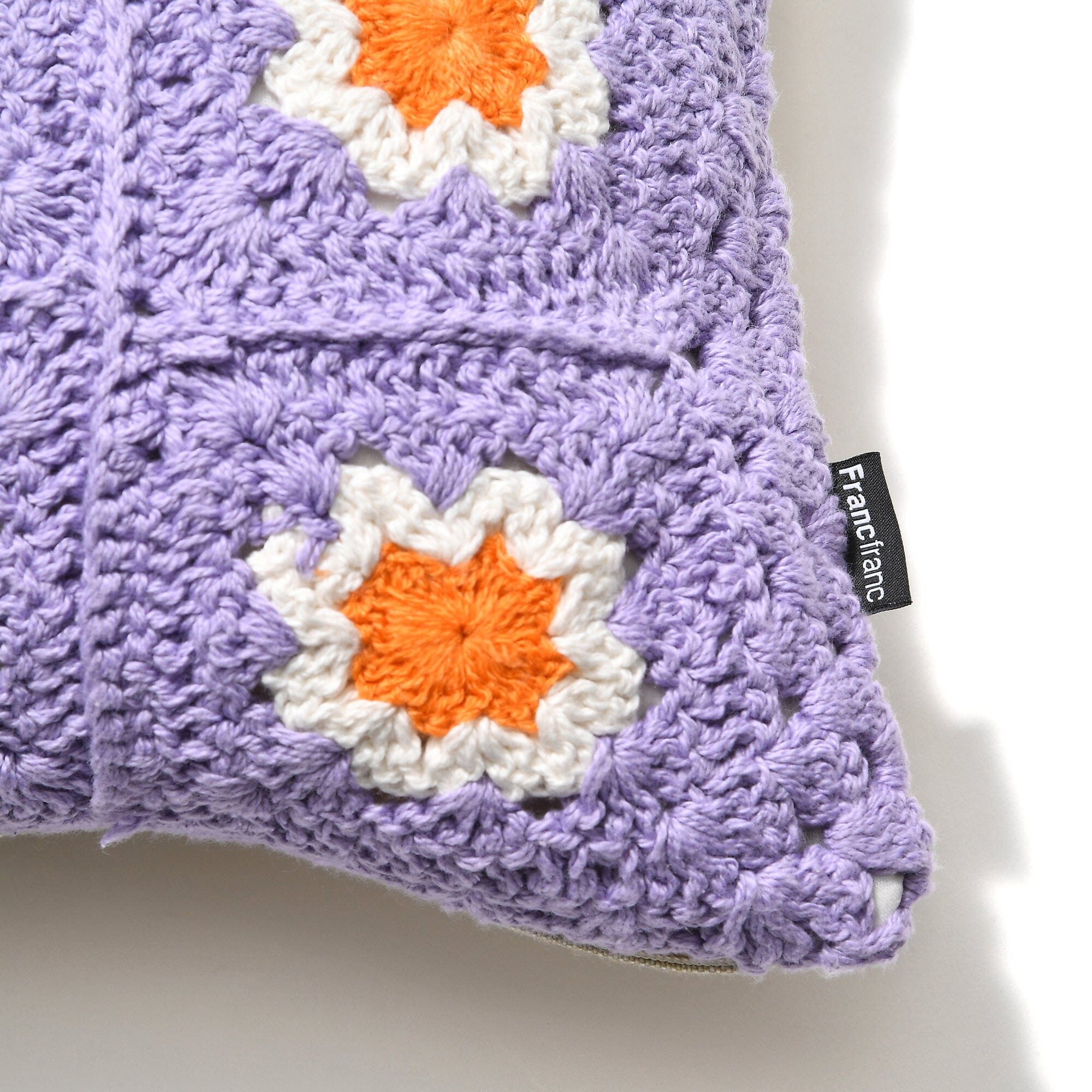 Handmade Crochet Flower Pillow Cover 16x10 Inches Light Purple - Boho Home Decor for Living Room, Bedroom, or Nursery