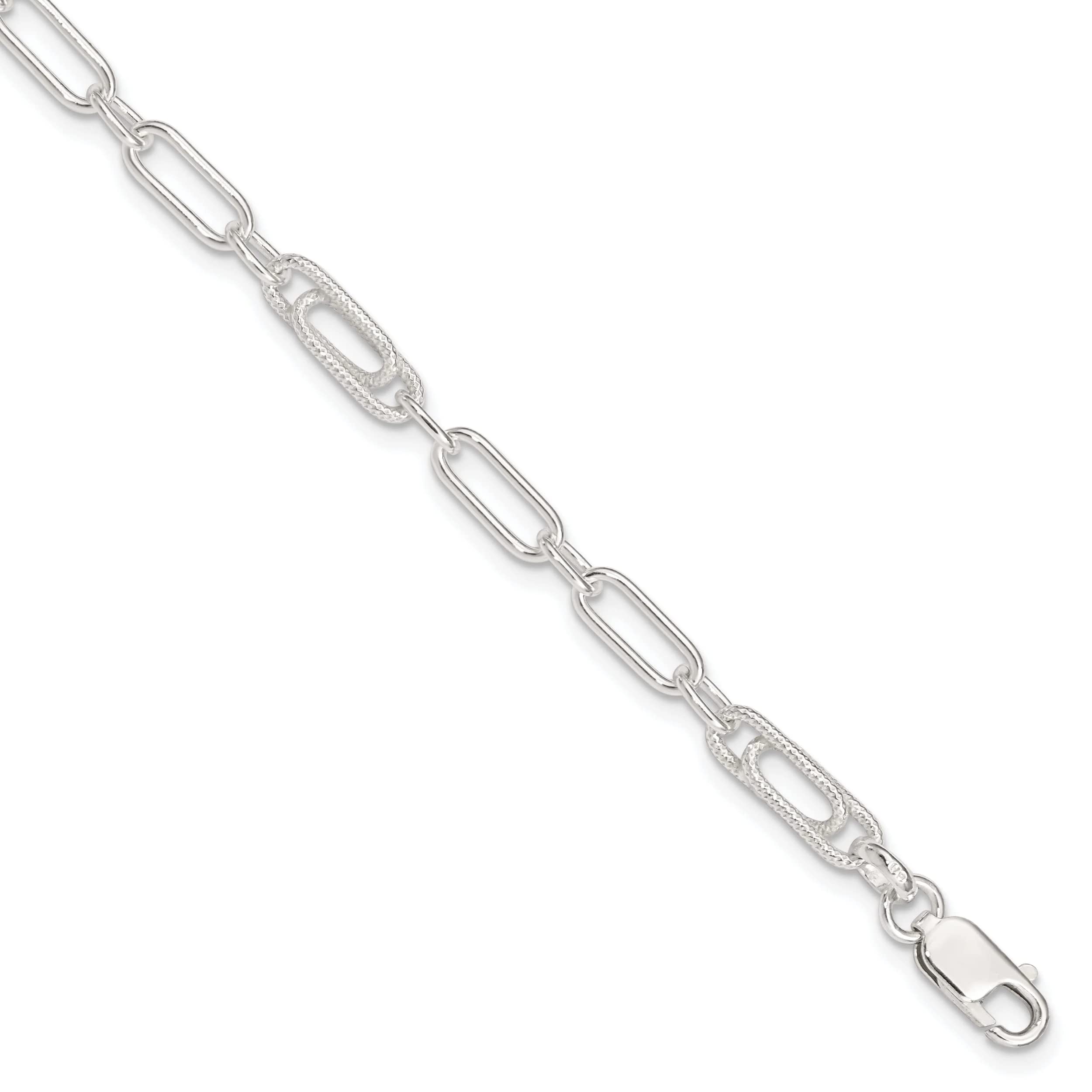 Elegant Sterling Silver Fancy Link Anklet Bracelet for Women - Perfect for Beach, Summer Outfits & Boho Style