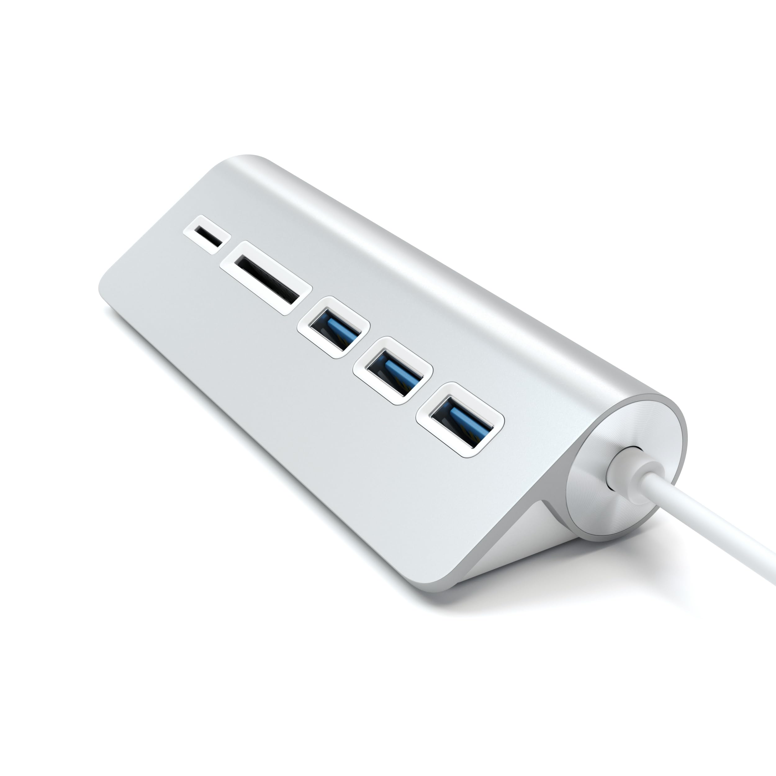 Satechi Aluminum USB 3.0 Hub & Card Reader with 4 Ports - Compatible with MacBook Pro/Air, iMac, Surface Pro, Dell XPS, Windows PC - High Speed Data Transfer for Photos, Videos, Files (Silver) | Perfect for Home Office, Travel & Digital Nomads
