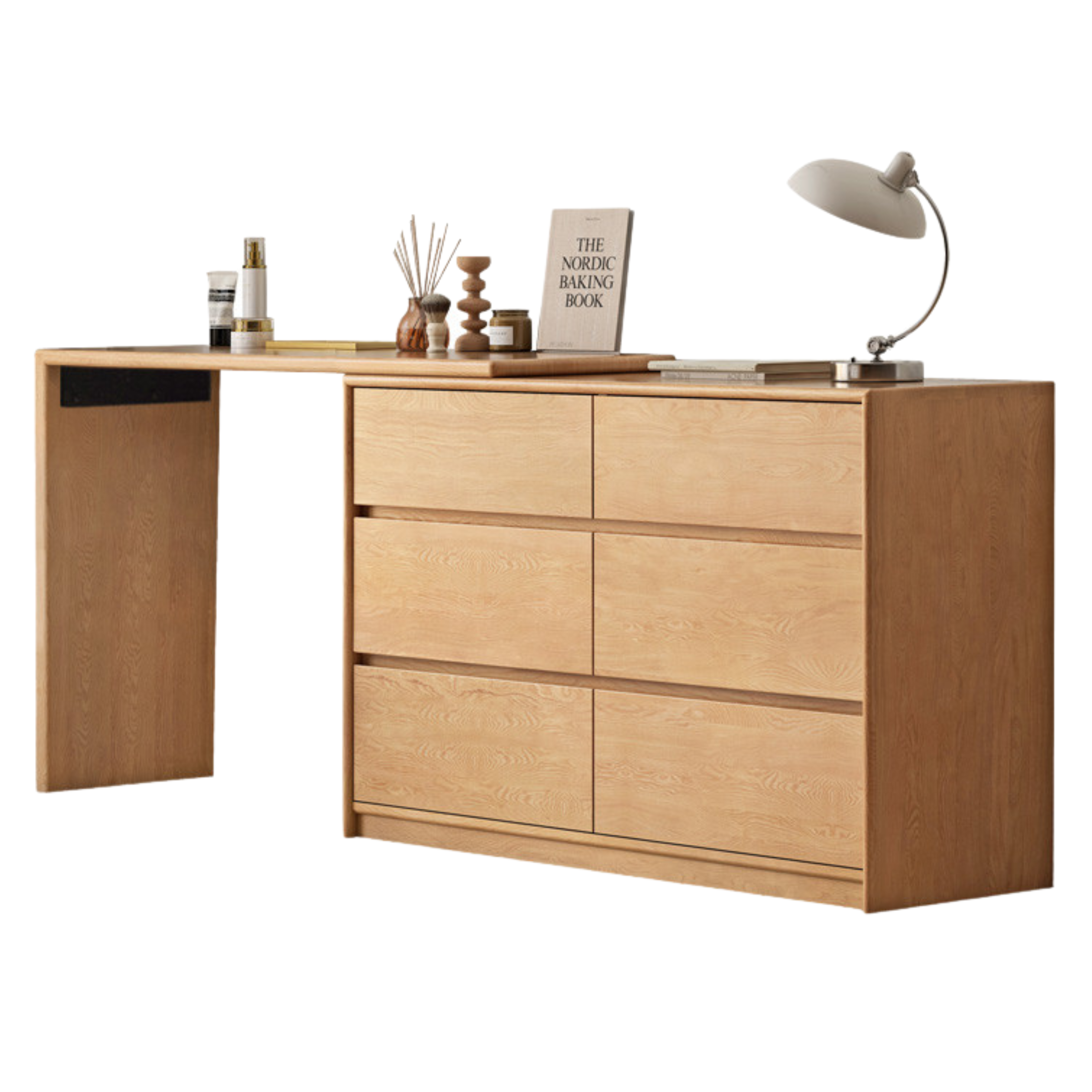 Solid Oak Wood Ultra Narrow Dressing Table - Compact Vanity Desk for Small Spaces, Bedroom, Apartment & Dorm Room