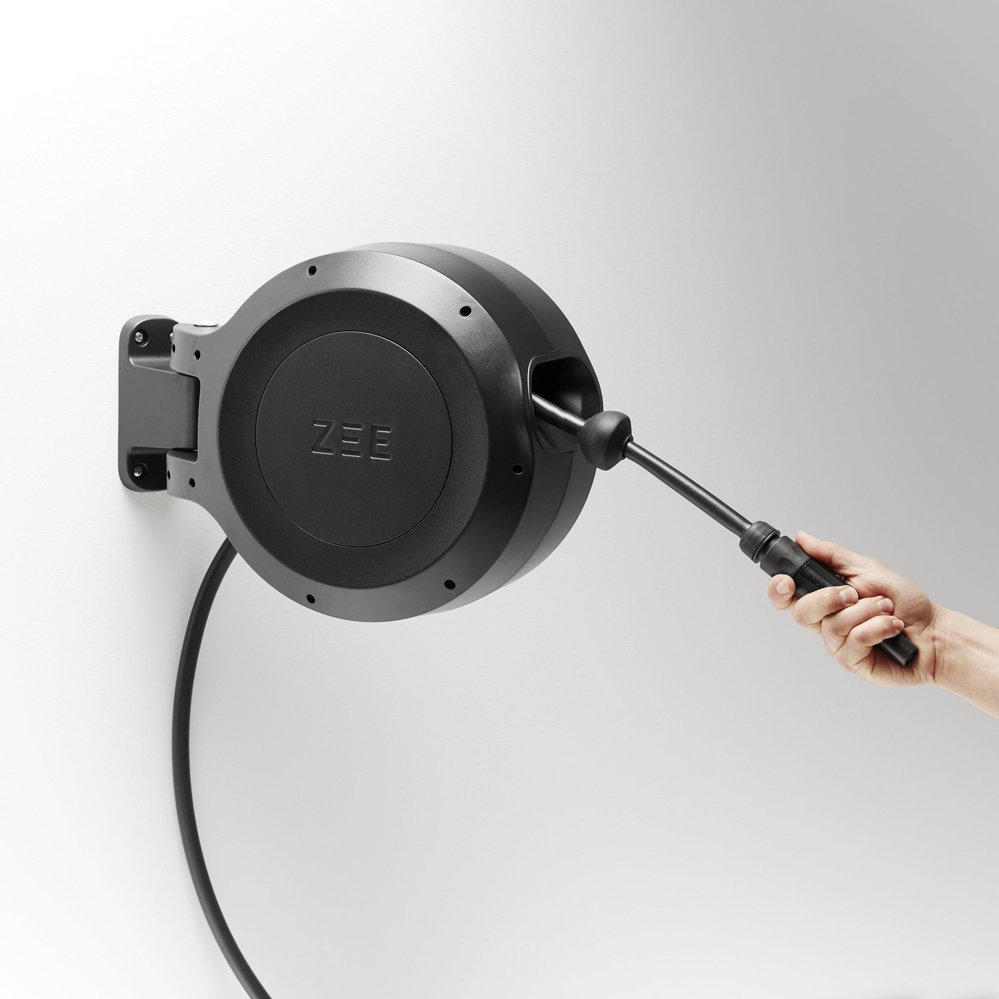 ZEE Mirtoon 10M Heavy Duty Garden Hose Reel with Automatic Rewind - Black | Perfect for Watering Lawns, Gardens & Washing Cars