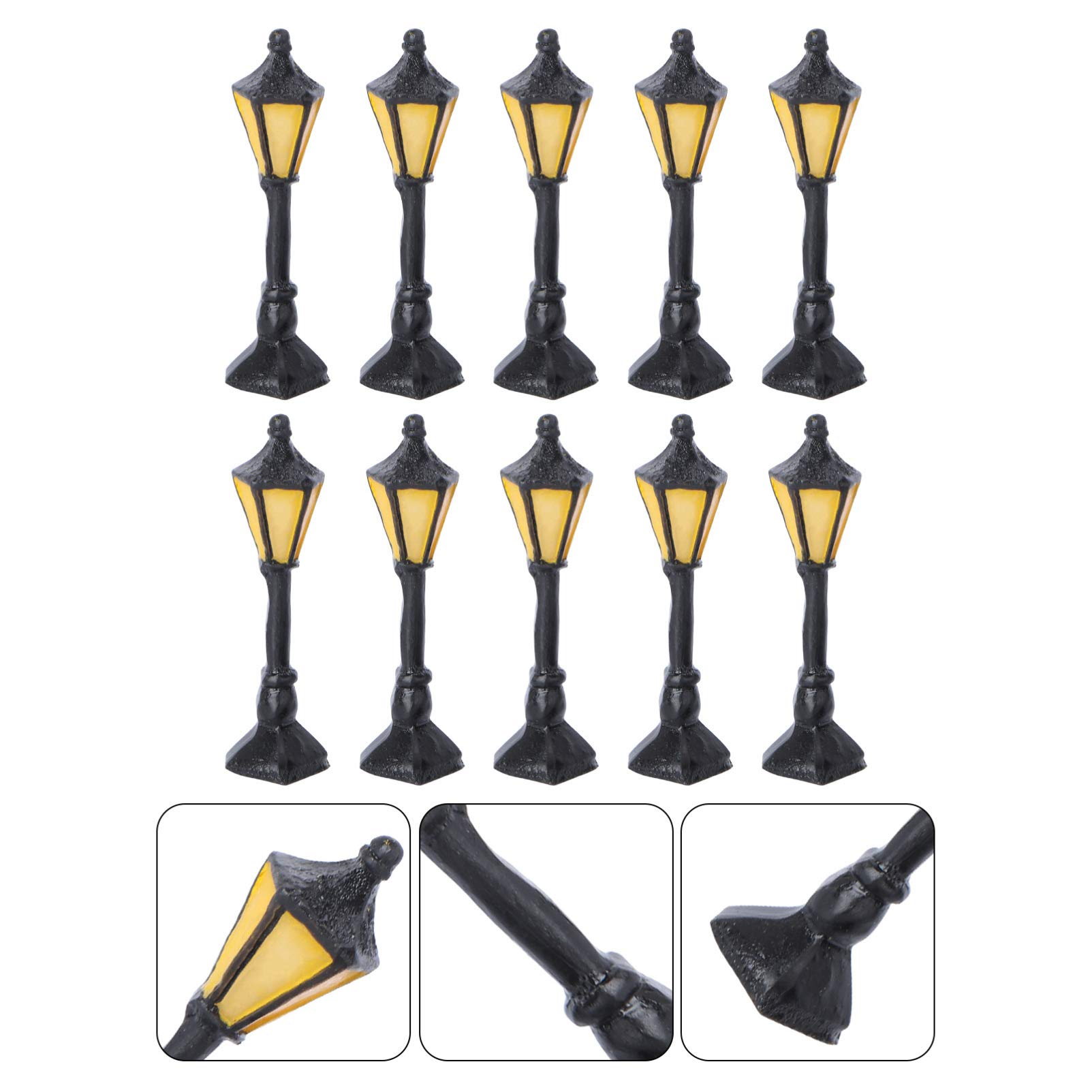 NUOBESTY 10pcs Mini Resin Garden Lights - Decorative Yard Lamp Models, Sand Table Ornaments & Mini House Accessories for Outdoor Decor, Fairy Gardens, and Tabletop Displays