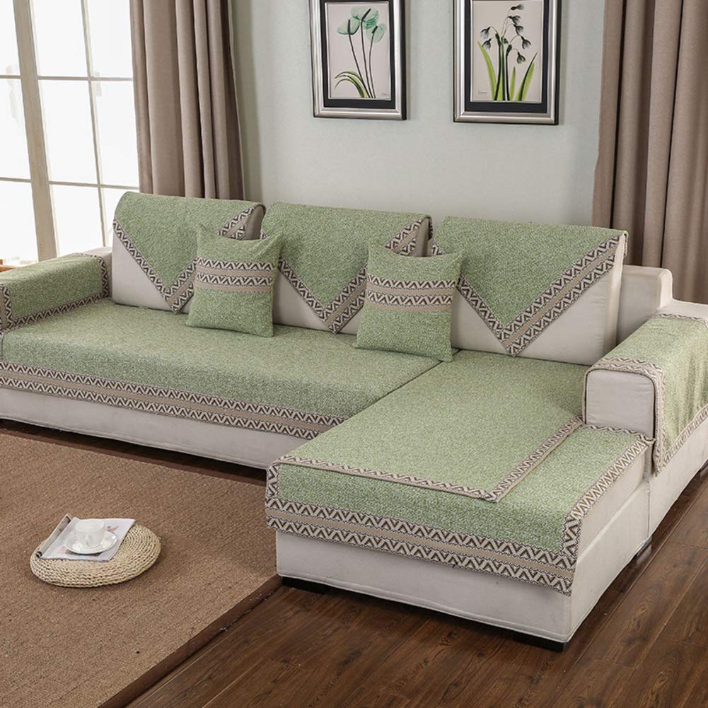 European Linen Sectional Sofa Cover - Quilted Slipcover for Couches 35x94 inches (90x240cm) - All-Season Protection for Pets, Kids & Modern Living Rooms | Perfect for Family Gatherings & Cozy Evenings