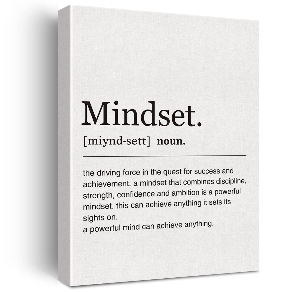 Inspirational Mindset Definition Canvas Print - Motivational Office Wall Art Decor with Quote, Framed Painting for Home & Workspace | Perfect for Office, Living Room & Desk Decor