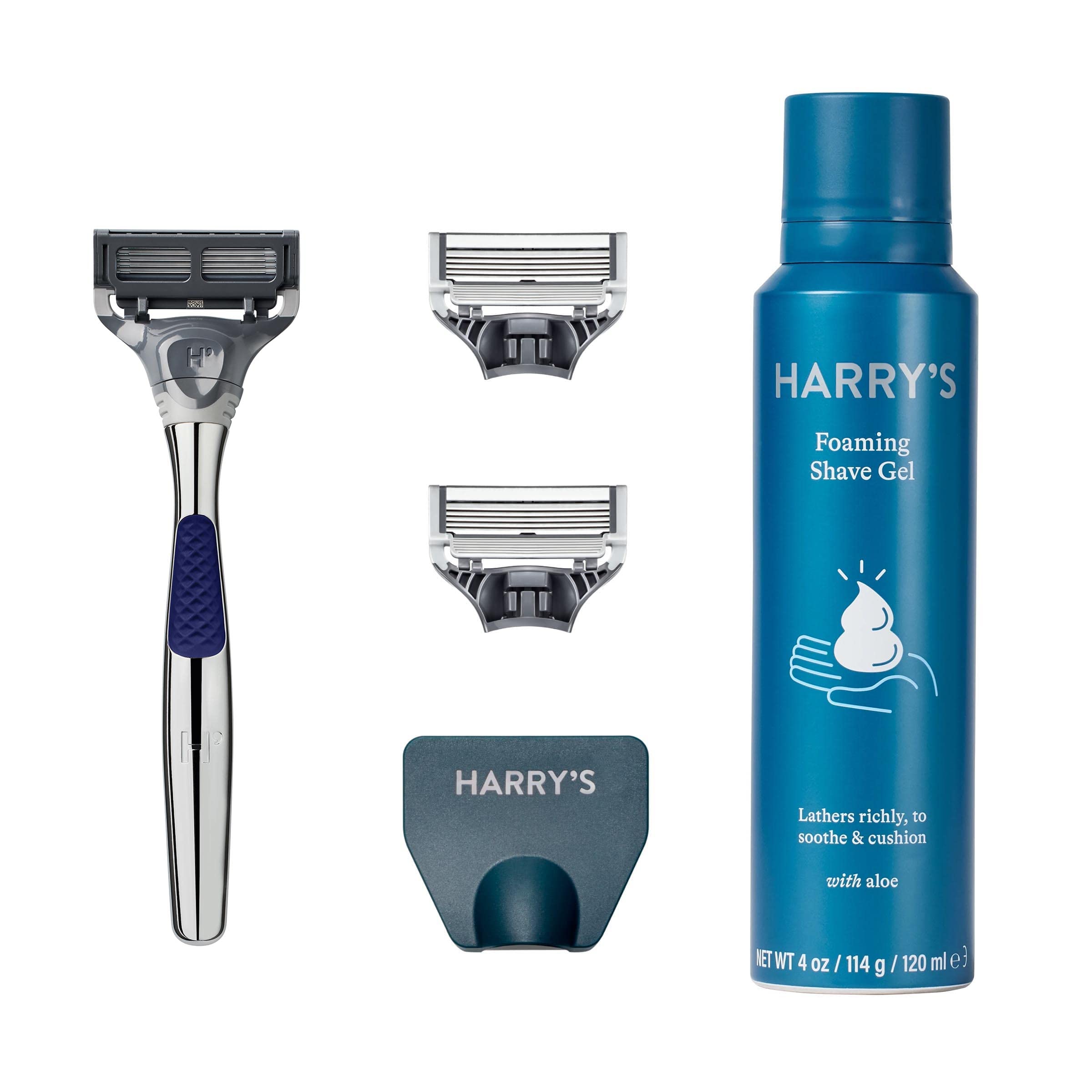 Harry's Razors for Men - Winston Shaving Set with 5 Blade Razors, Lubricating Strip & Precision Trimmer | Includes 3 Razor Blade Refills, Travel Cover & 4oz Shave Gel | Perfect for Travel, Gifts & Daily Shaving Routine