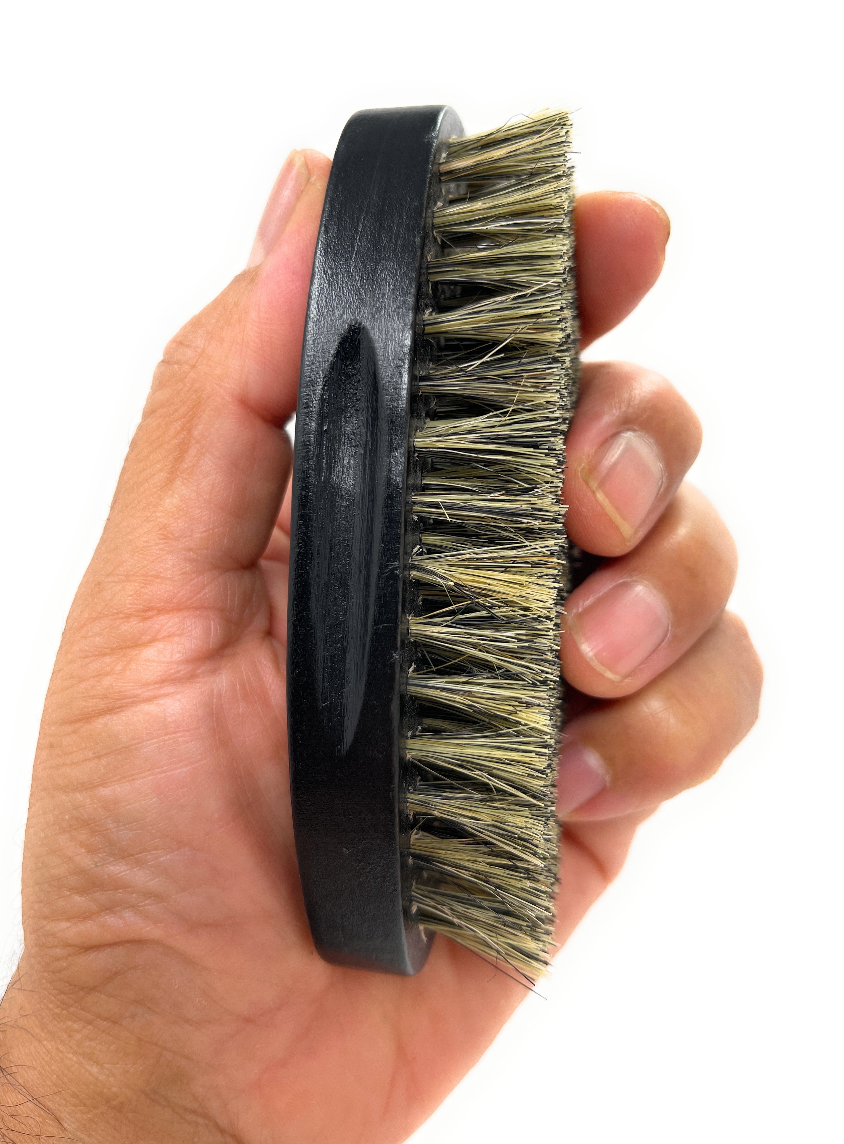 Phillips Military Wood Bristle Beard Brush - Black Wooden Boar Bristle Brush for Short Hair & Stubble - Perfect for Grooming, Styling & Exfoliating at Home or Travel