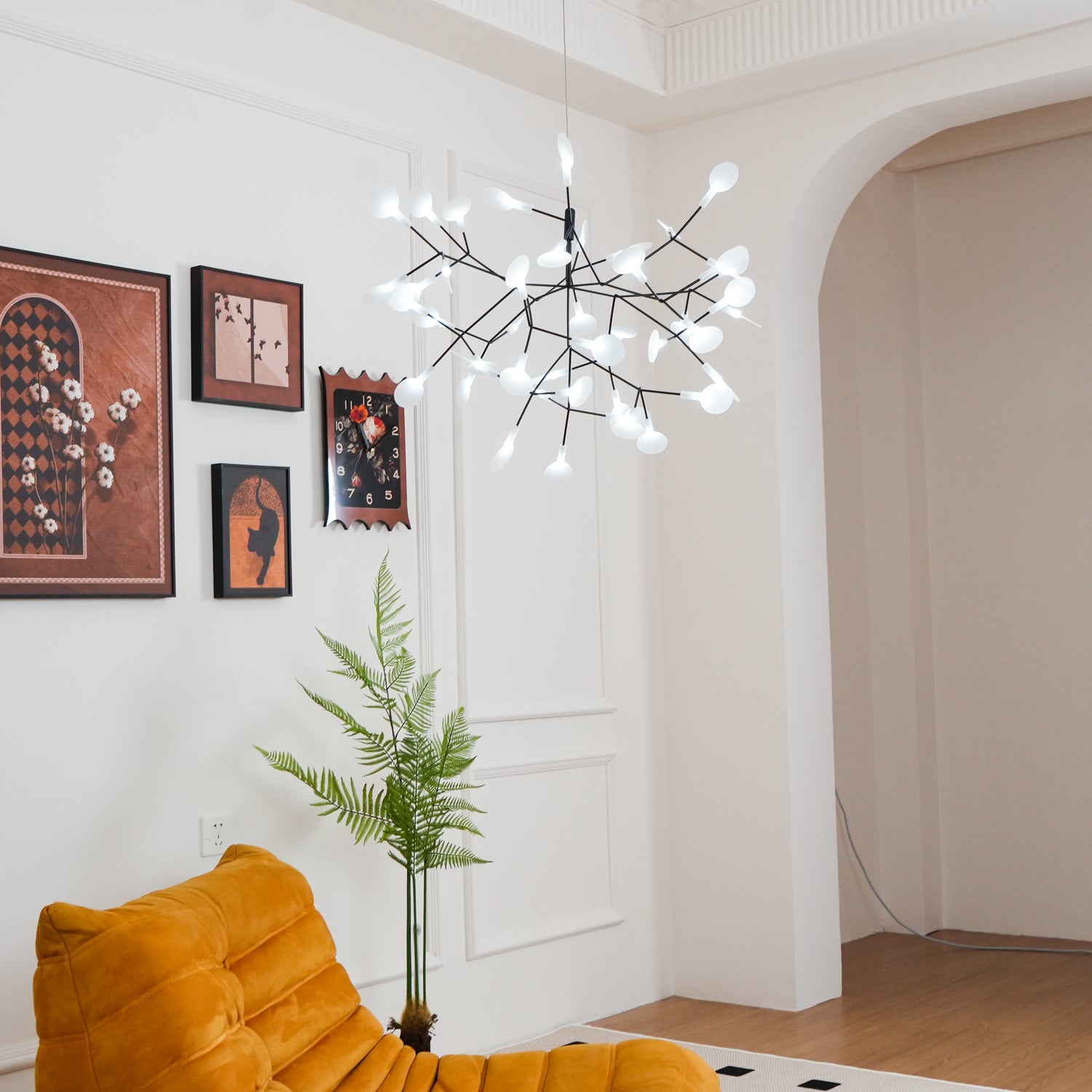 Black Firefly LED Chandelier - Modern Crystal Ceiling Light Fixture for Dining Room, Bedroom & Living Room Decor | Energy-Efficient Dimmable Lighting for Home & Office