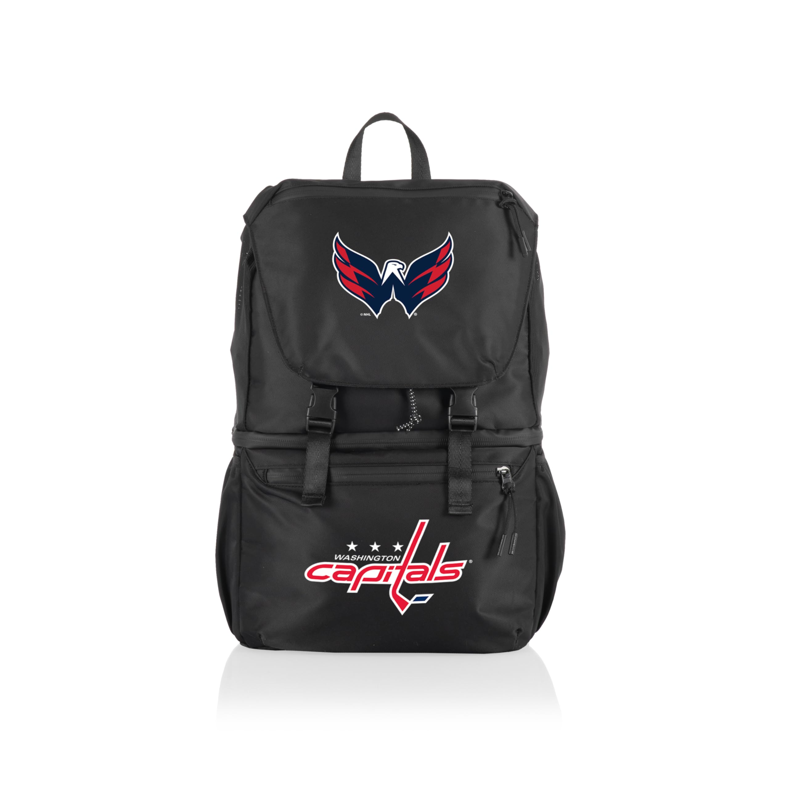 PICNIC TIME NHL Washington Capitals Recycled Material Backpack Cooler - Insulated Soft Cooler Bag with Upcycled Fabric, Carbon Black | Perfect for Tailgating, Beach Trips & Outdoor Adventures