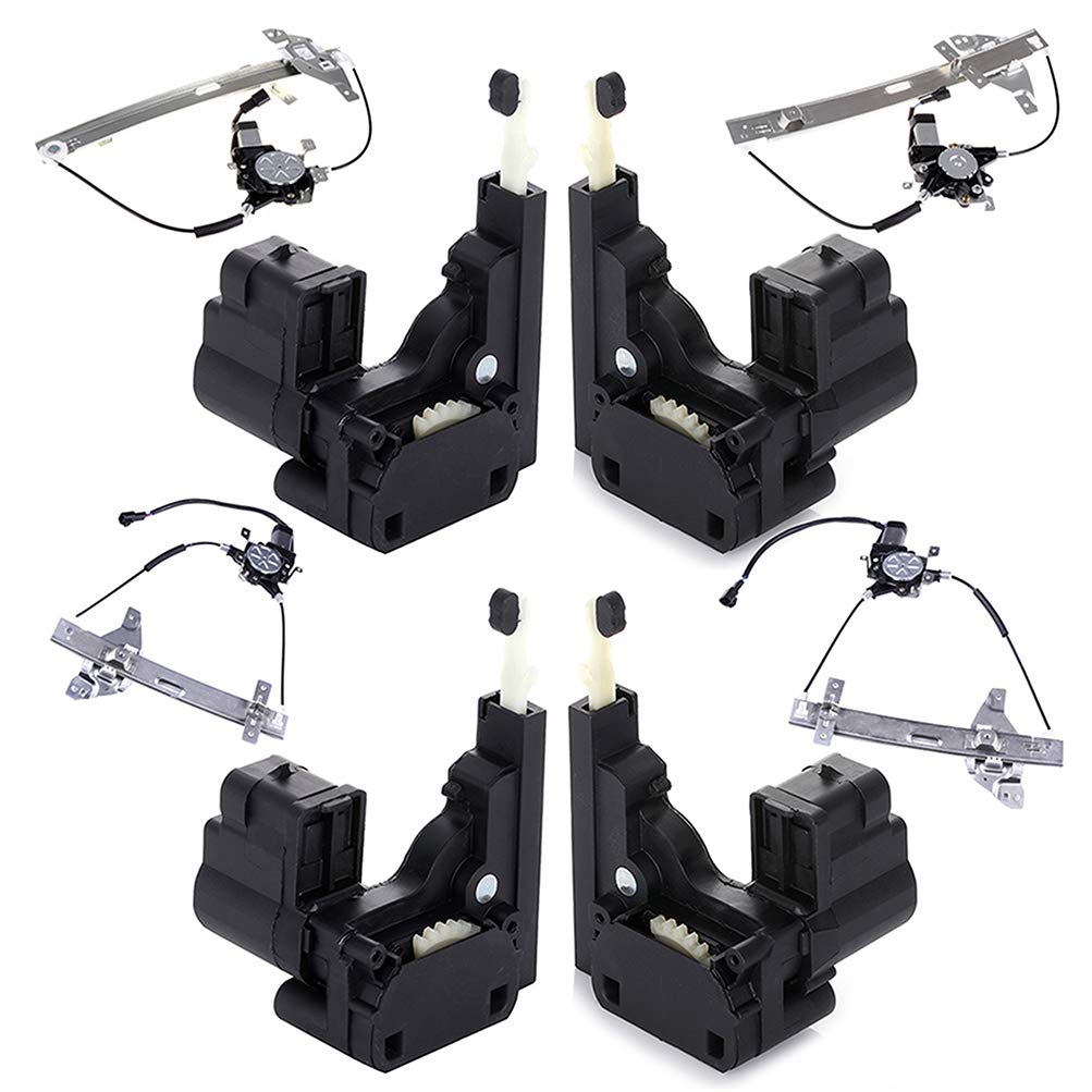 Power Door Lock Actuators & Window Regulator Kit - Front & Rear Replacement for 2000-2005 CHEVROLET (8-Piece Set) - Perfect for Car Door Repair & Auto Window Maintenance