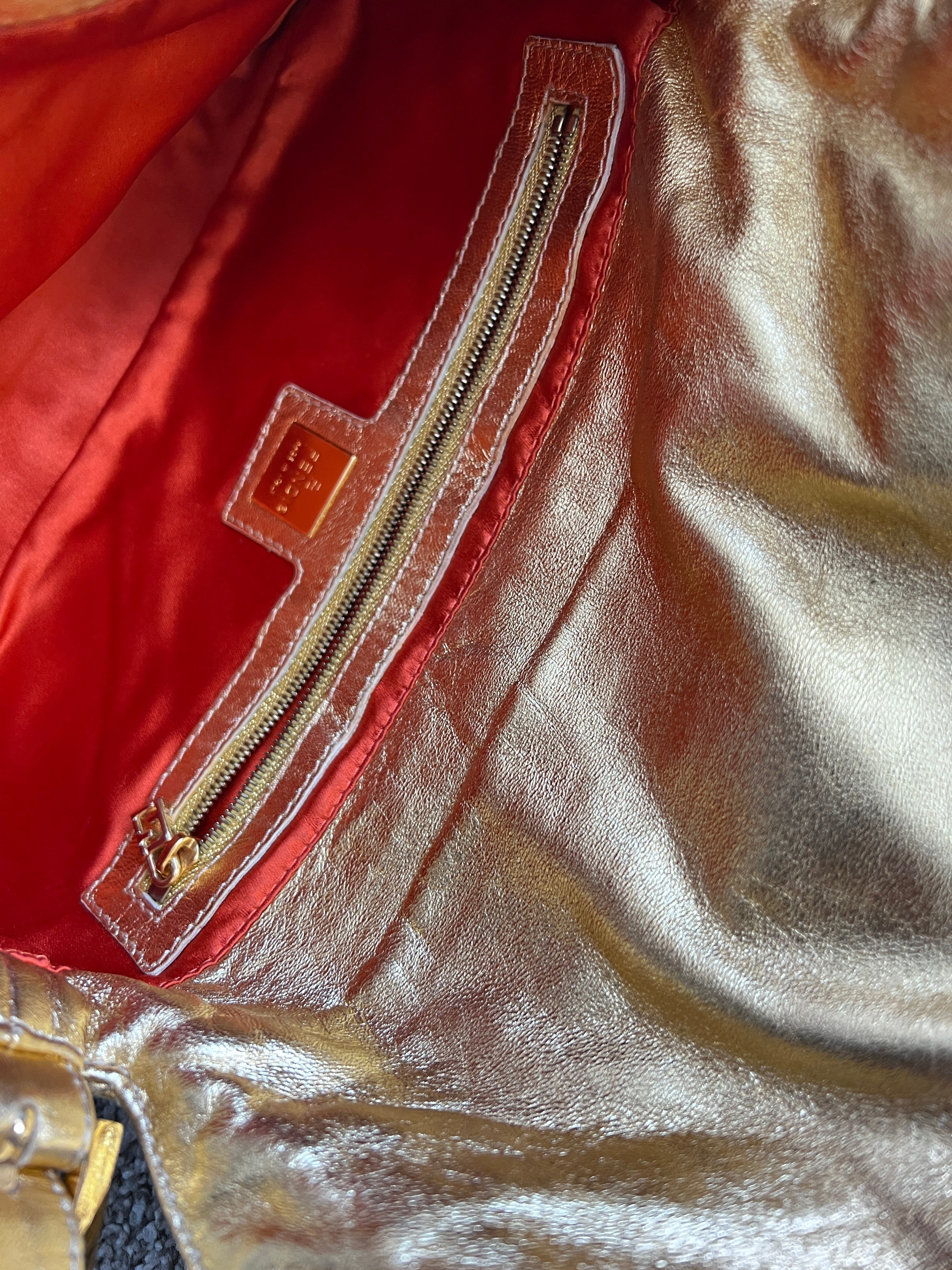 Vintage Fendi Rhinestone-Embellished Golden Baguette Bag - Luxury Evening Clutch for Parties, Weddings & Special Occasions