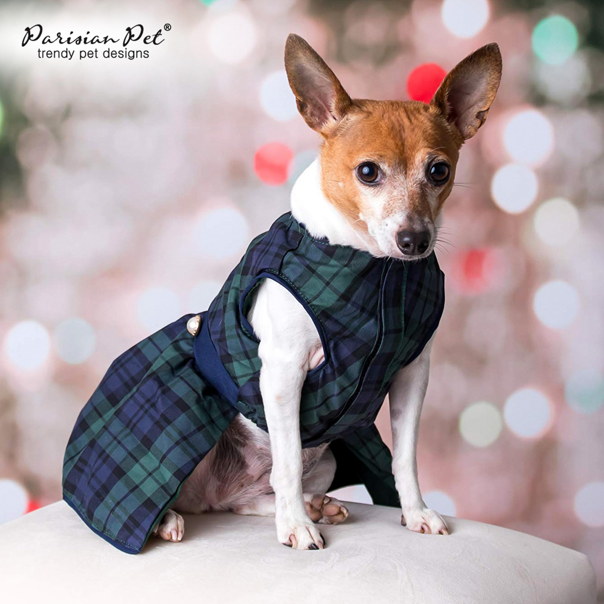 Parisian Pet Dog Dress - Scottish Green Dog Outfit - Elegant Wedding Clothes for Dogs - Lightweight Party Puppy Dress - Small Dog Dresses for Girls | Perfect for Weddings, Parties & Special Occasions