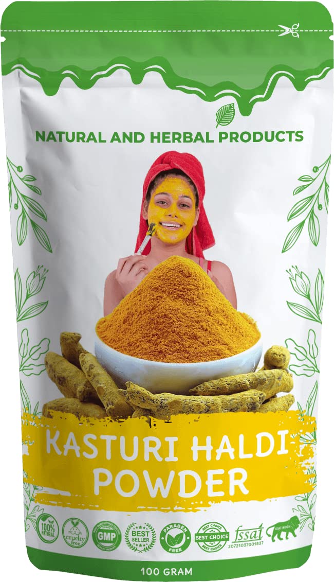 Organic Wild Turmeric Powder (Kasturi Haldi) 100Gm - Natural Skin Brightening, Whitening & Glowing Face Mask for Oil Control & Beauty Care | Perfect for DIY Skincare, Ayurvedic Treatments & Spa Days