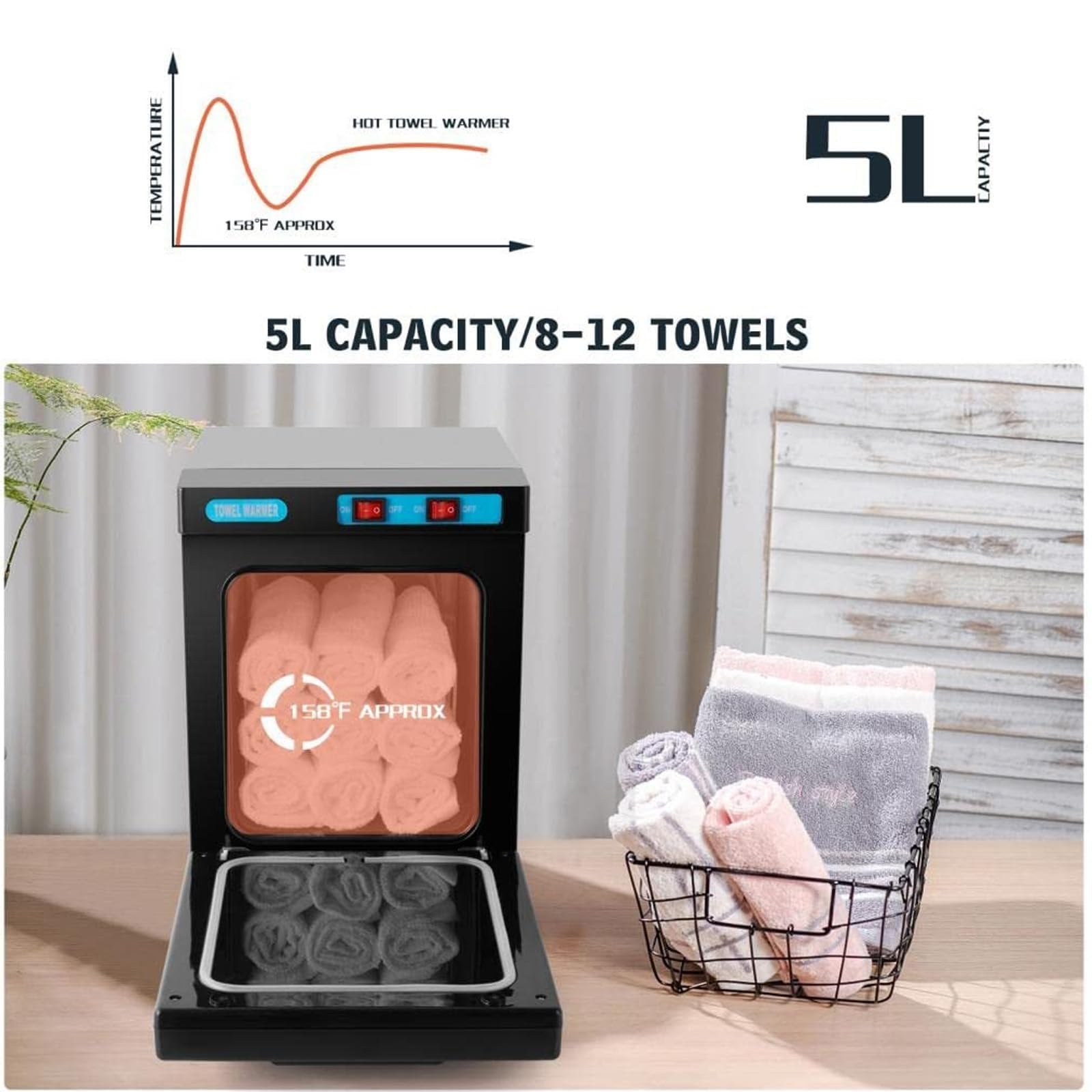 Premium Towel Warmer Cabinet - 360° Fast Heating for Spa, Salon, Gym & Hotel | Professional Heated Towel Storage | Black | Perfect for Luxury Bathrooms, Home Spas & Hospitality Businesses