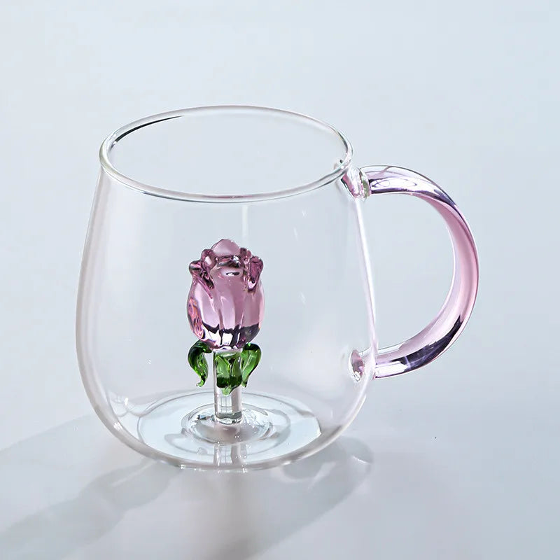 Premium Blossom Glass Teapot and Cup Set - 18oz Borosilicate Glass Tea Set with Stainless Steel Infuser - Perfect for Loose Leaf Tea, Herbal Tea, and Iced Tea Brewing at Home or Office