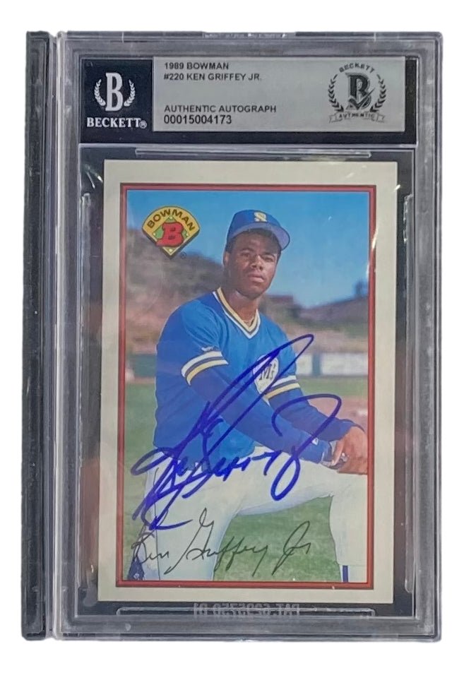Ken Griffey Jr Autographed 1989 Bowman #220 Rookie Card - PSA Graded Seattle Mariners Baseball Memorabilia - Perfect for Sports Collectors & Baseball Fans Display