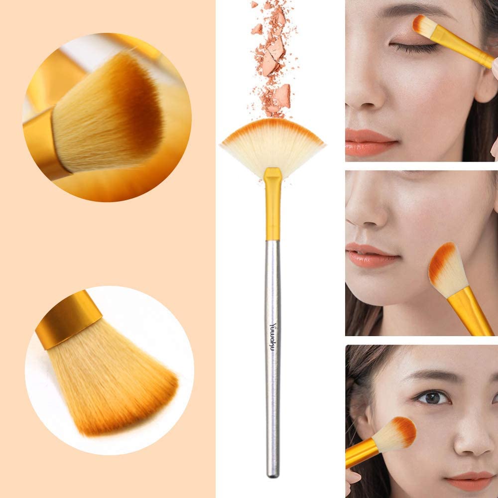 32-Piece Professional Makeup Brush Set - Eyeshadow, Foundation, Concealer, Eyelash & Blusher Brushes for Flawless Makeup Application | Perfect for Beginners & Professionals | Salon & Home Use (Champagne)