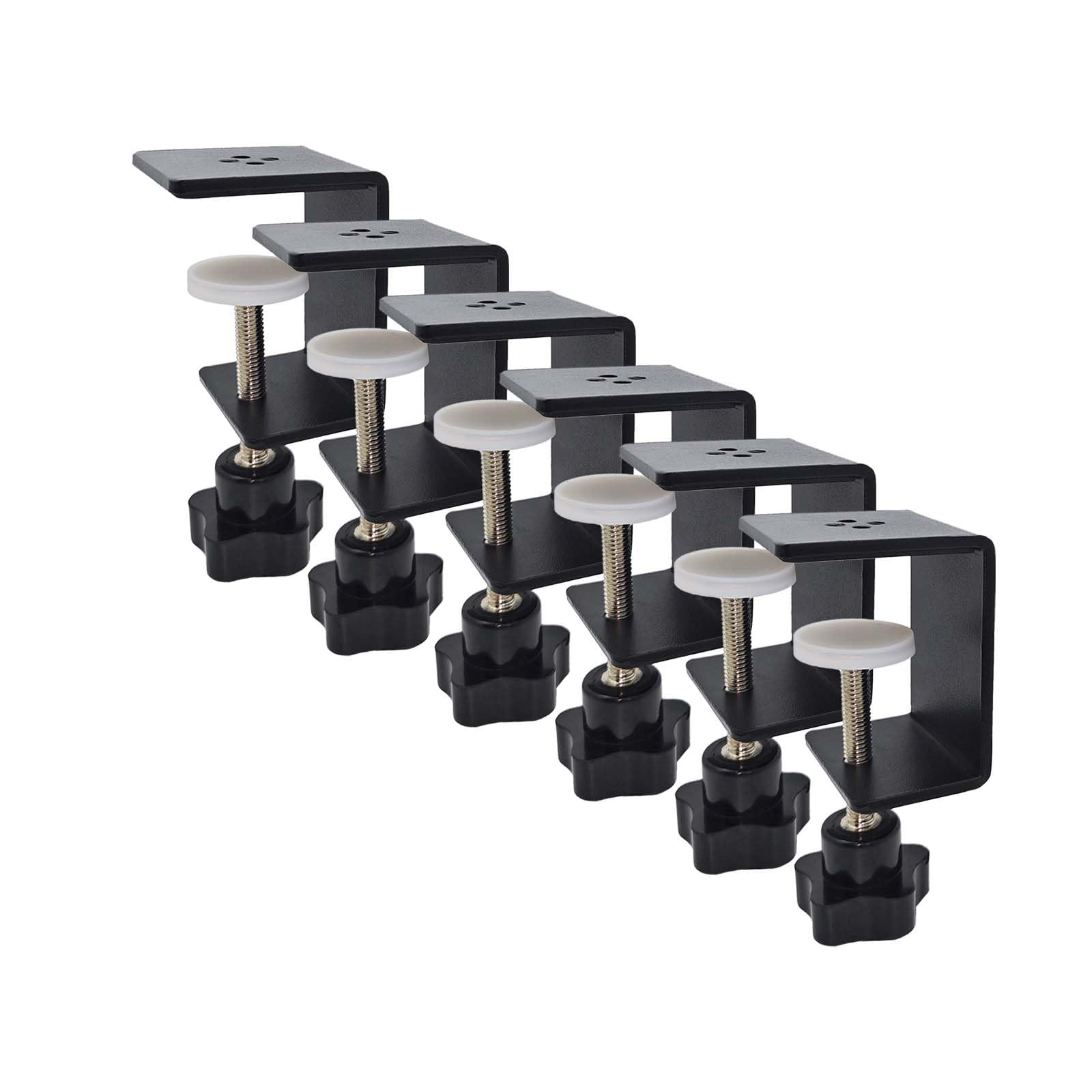 6 Pack Heavy Duty C Clamp & Desk Clamp - Wide Jaw Metal Woodworking Clamps, Adjustable Shelf Clamps for Desk Extension, Panel Work & DIY Projects | Sturdy Multi-Purpose Clamping Tool for Home Workshop, Furniture Making and Crafting