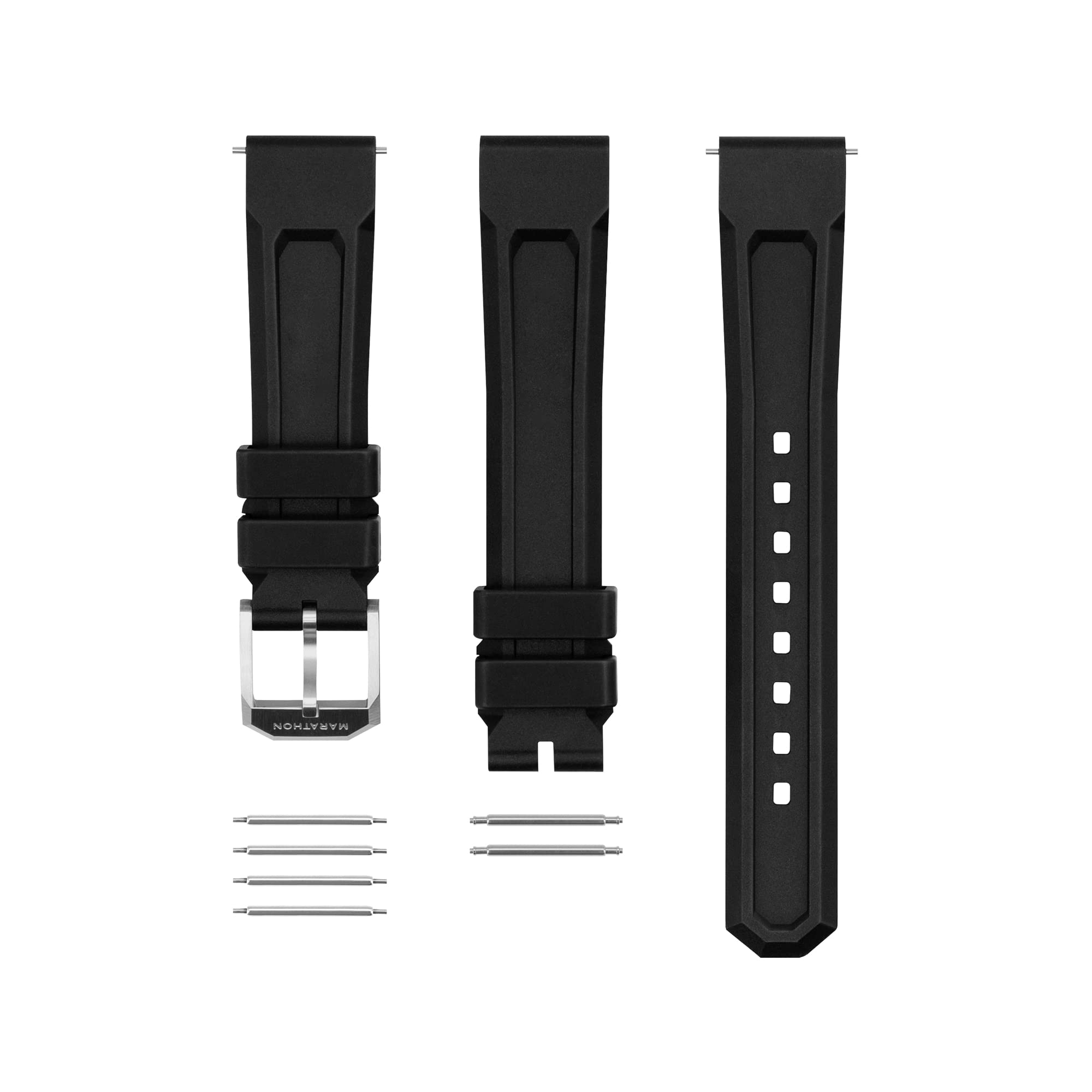 MARATHON SAR Strap Collection - Swiss Made 3-Piece Rubber Watch Bands for Diver Watches | Waterproof & Durable Replacement Straps for Swimming, Diving & Outdoor Adventures