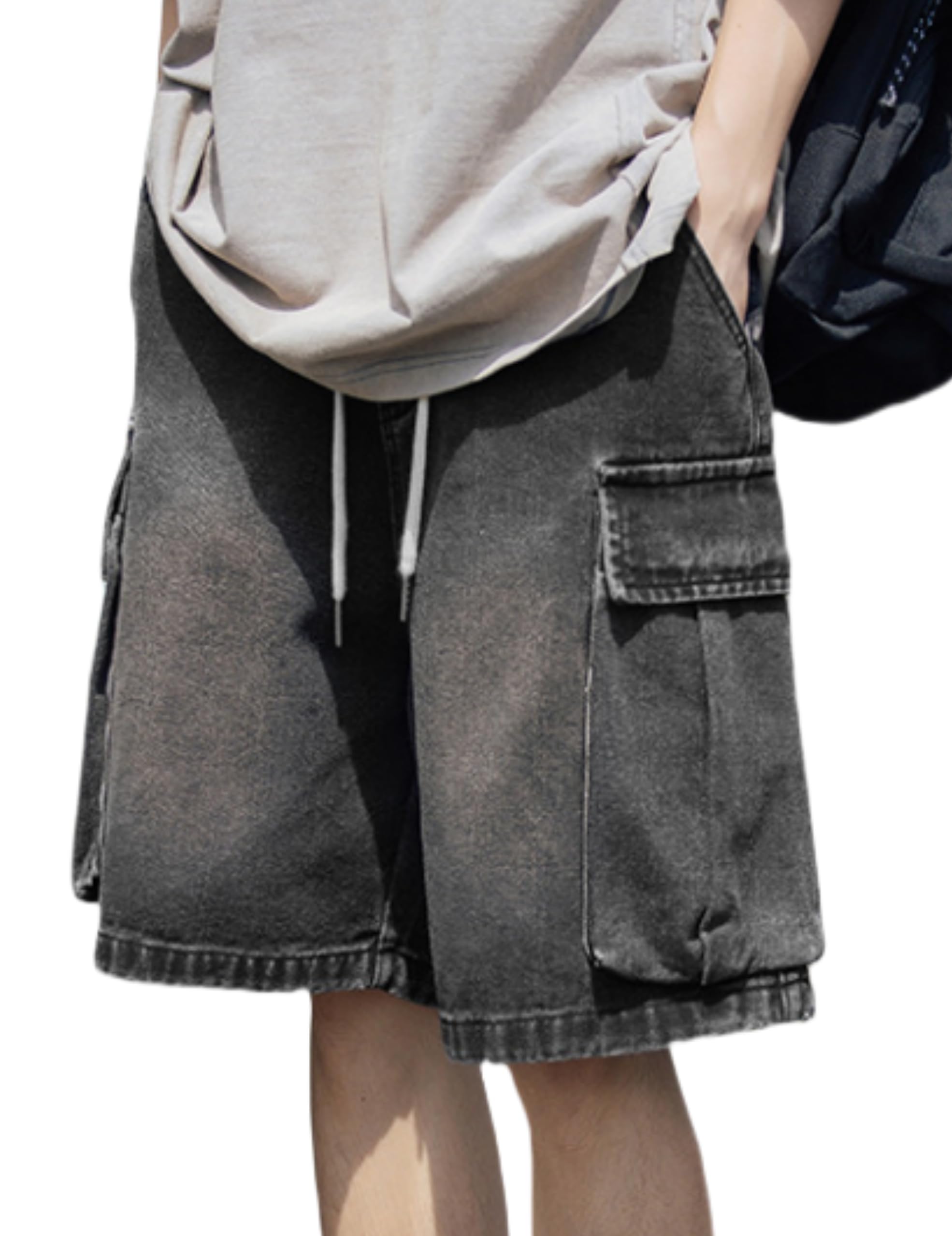 Y2K Baggy Jeans Shorts for Men - Vintage Hip Hop Jorts & Grunge Streetwear Skater Shorts | Perfect for Casual Wear, Street Style & Skateboarding