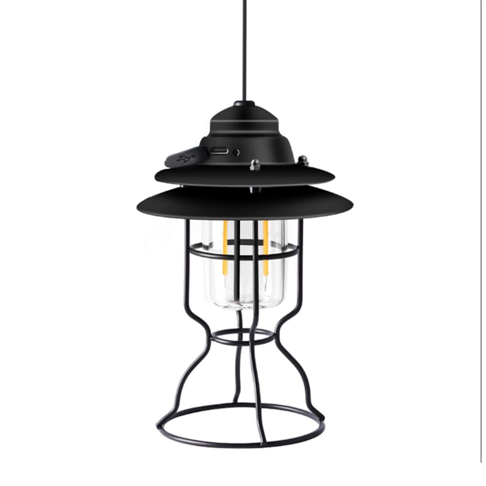 HBoy Retro USB Rechargeable Camping Lantern - Vintage LED Outdoor Light with 2 Modes, Waterproof Portable Hanging Tent Light for Camping, Hiking, Backyard, Garden & Emergency Use