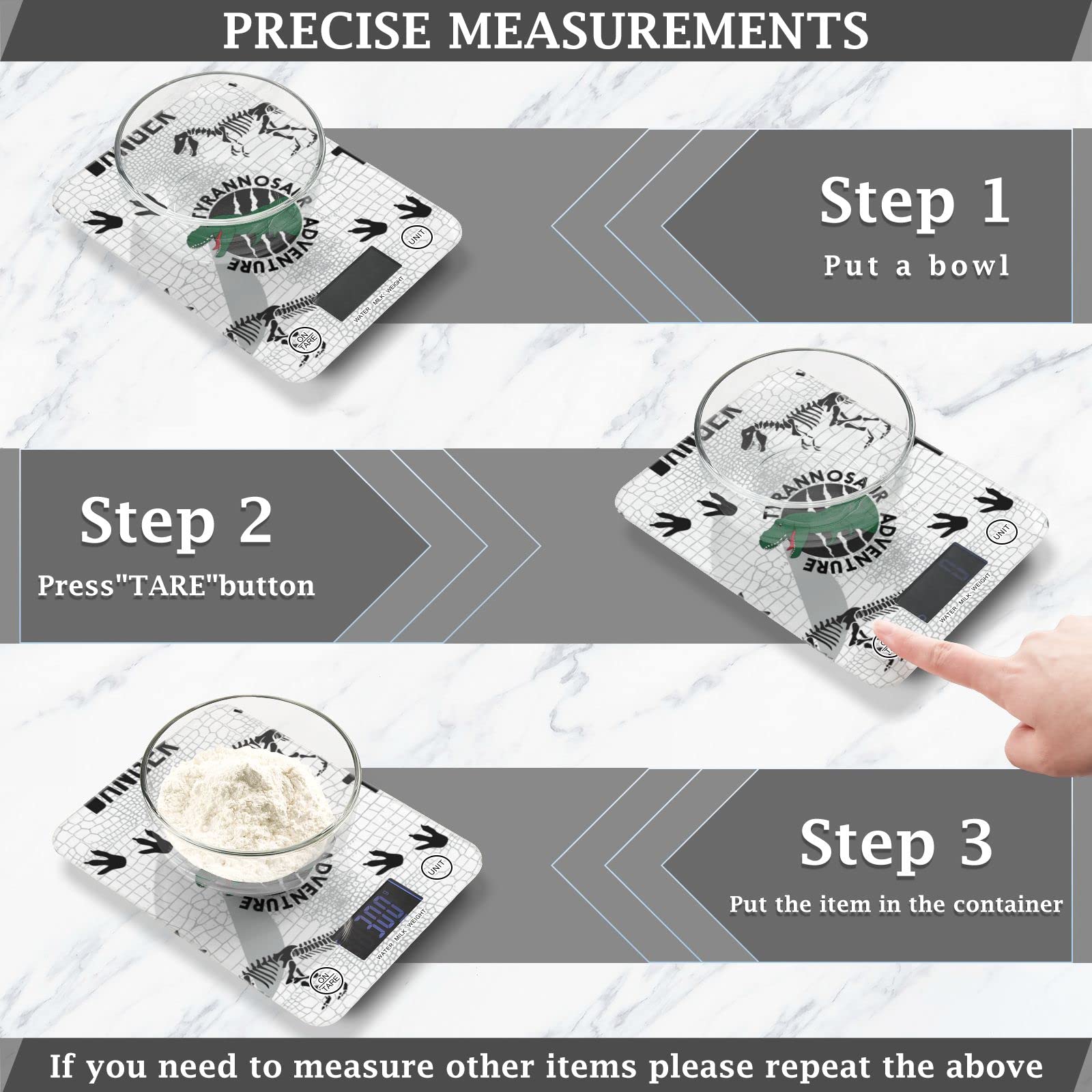Dinosaur-Themed Waterproof Digital Kitchen Scale - Precise Ounces & Grams Measurement for Baking, Cooking & Meal Prep | Perfect for Kids' Kitchen Fun & Professional Chefs
