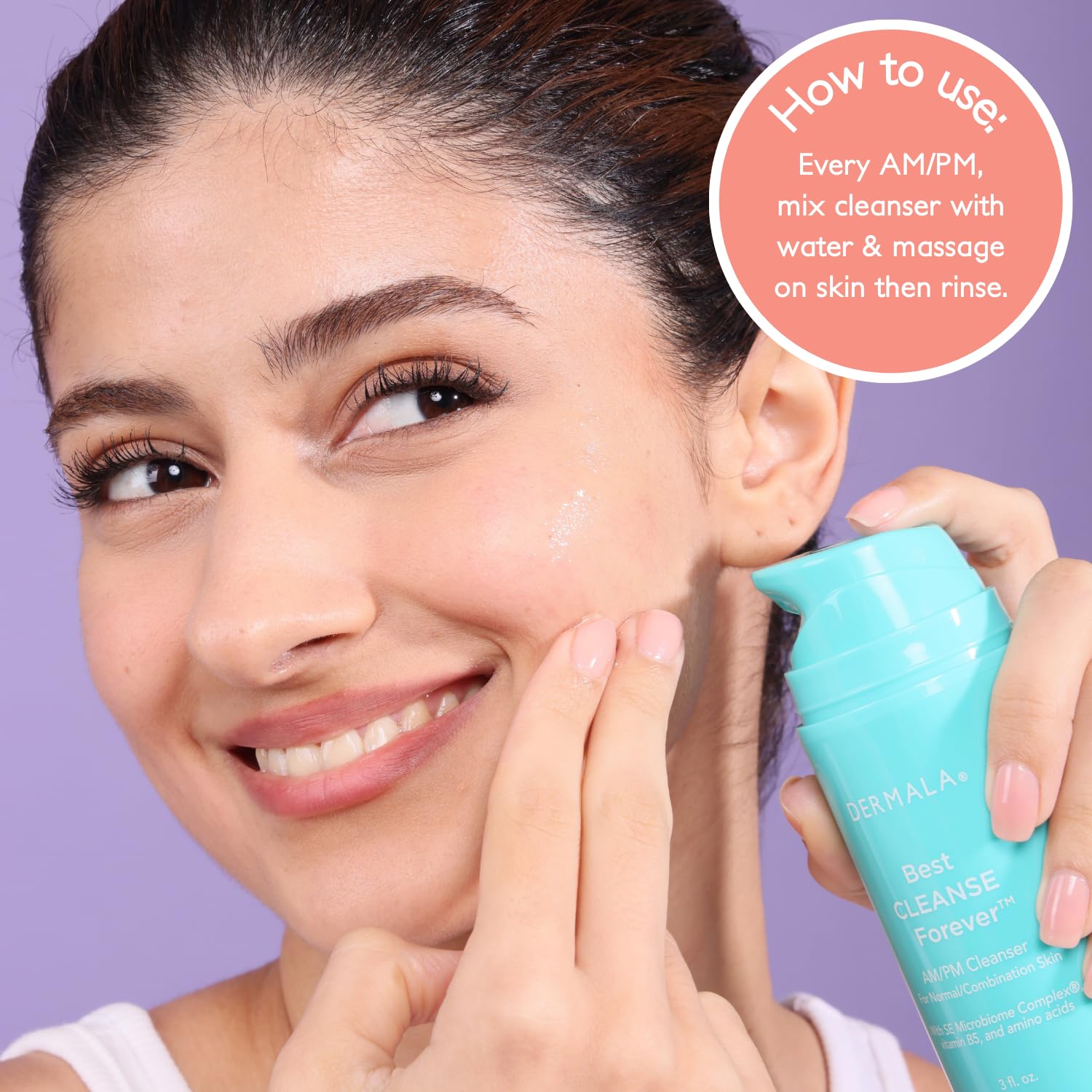 Dermala FOBO CLEANSE AM/PM Facial Cleanser - Natural, Gentle, pH Balanced Face Wash for Acne-Prone & Sensitive Skin | Daily Skincare Routine for Clear, Pimple-Free Complexion | Perfect for Morning & Night Use