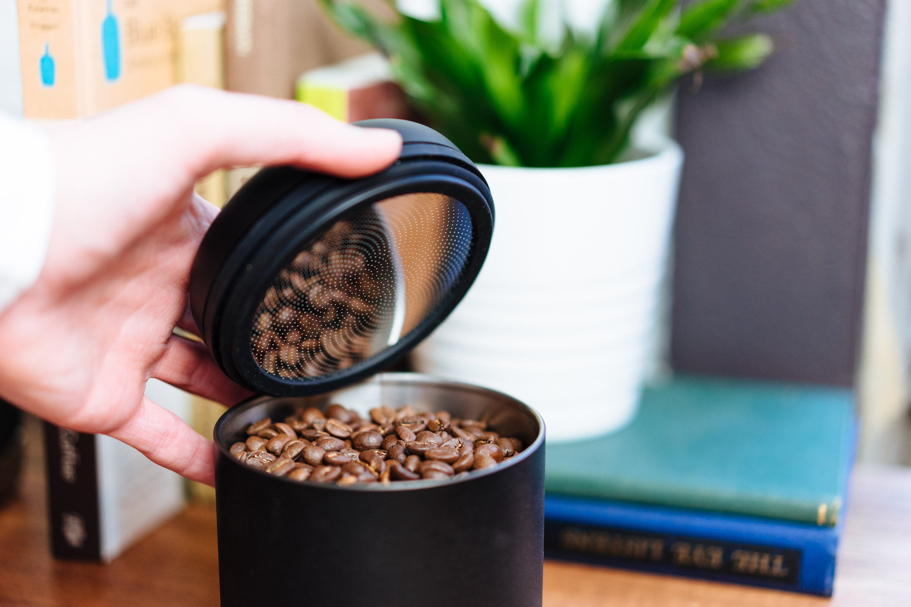 Fellow Atmos Coffee Canister - Airtight Vacuum Seal Coffee Storage Container for Freshness | Perfect for Kitchen, Office, Camping & Travel Use