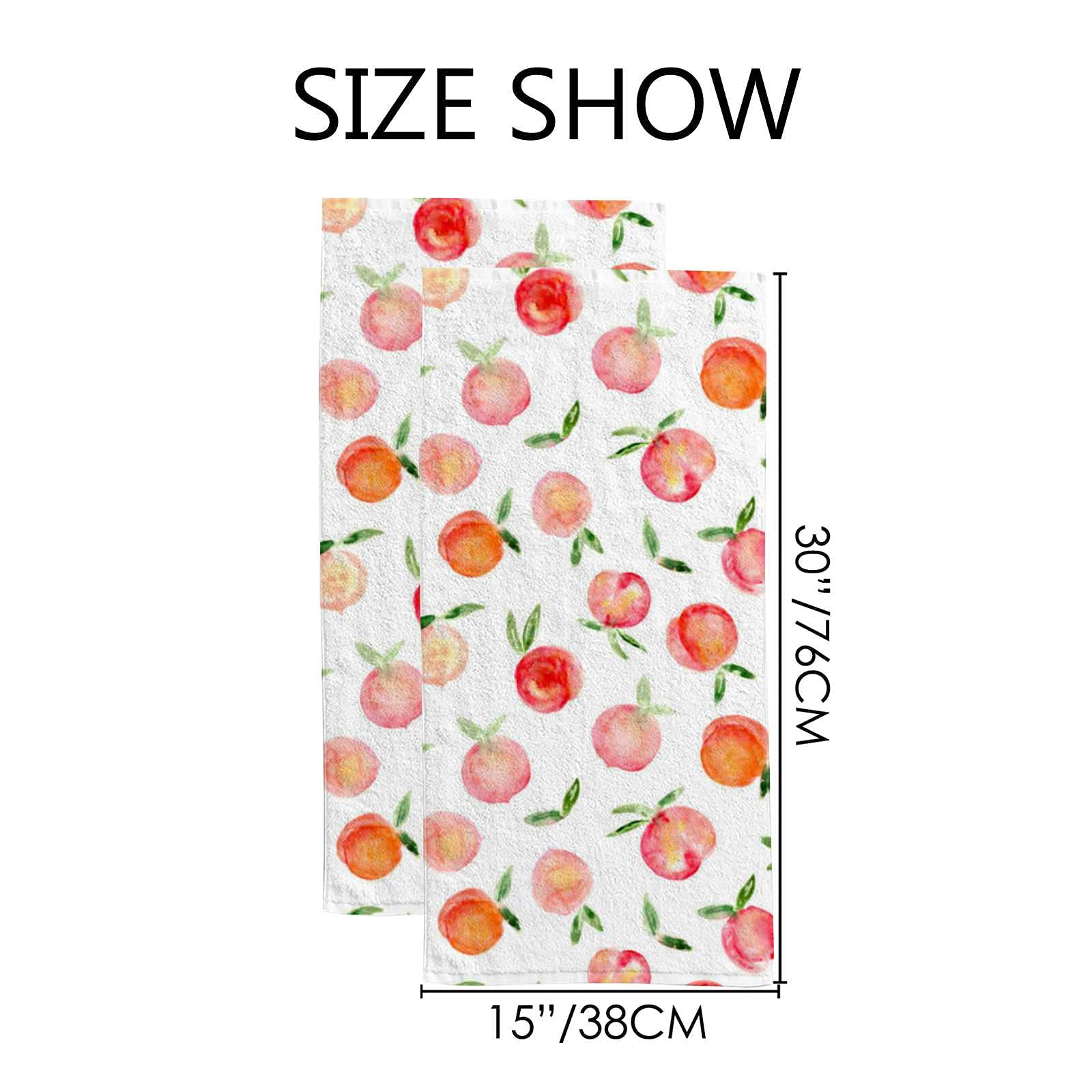 Vantaso Watercolor Peaches Fruit Hand Towels Set - 6 Pack Microfiber Bath & Kitchen Towels (30x15 Inch) | Super Absorbent, Quick-Dry for Bathroom, Kitchen, Gym, Spa & Bar | Soft Guest Towels for Home & Commercial Use