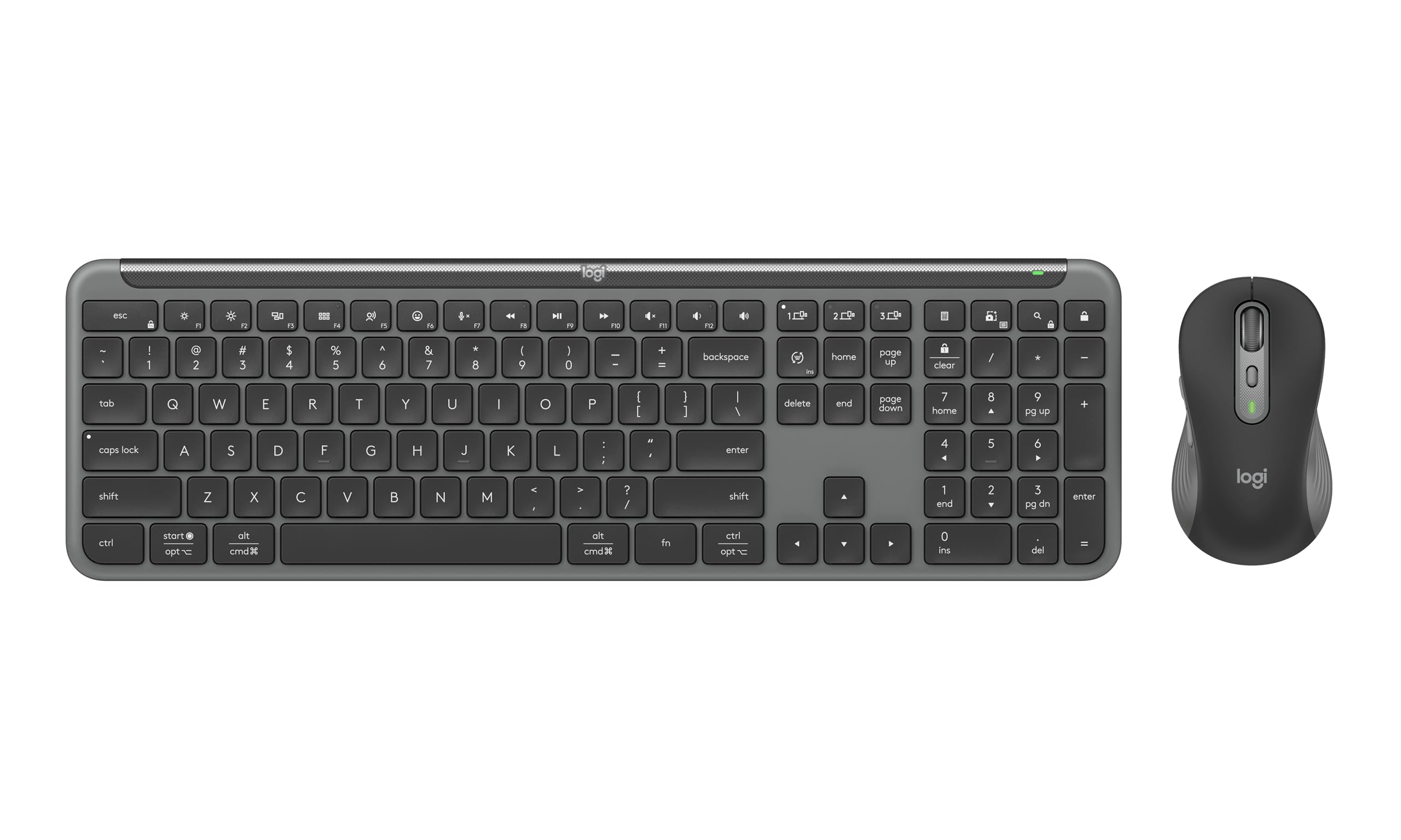 Logitech MK955 Signature Slim Wireless Keyboard and Mouse Combo - Ergonomic Design for Larger Hands, Quiet Typing & Clicking, Multi-Device Bluetooth Connectivity (Windows/Mac/iOS/Android) - Perfect for Home Office, Gaming & Productivity Workstations
