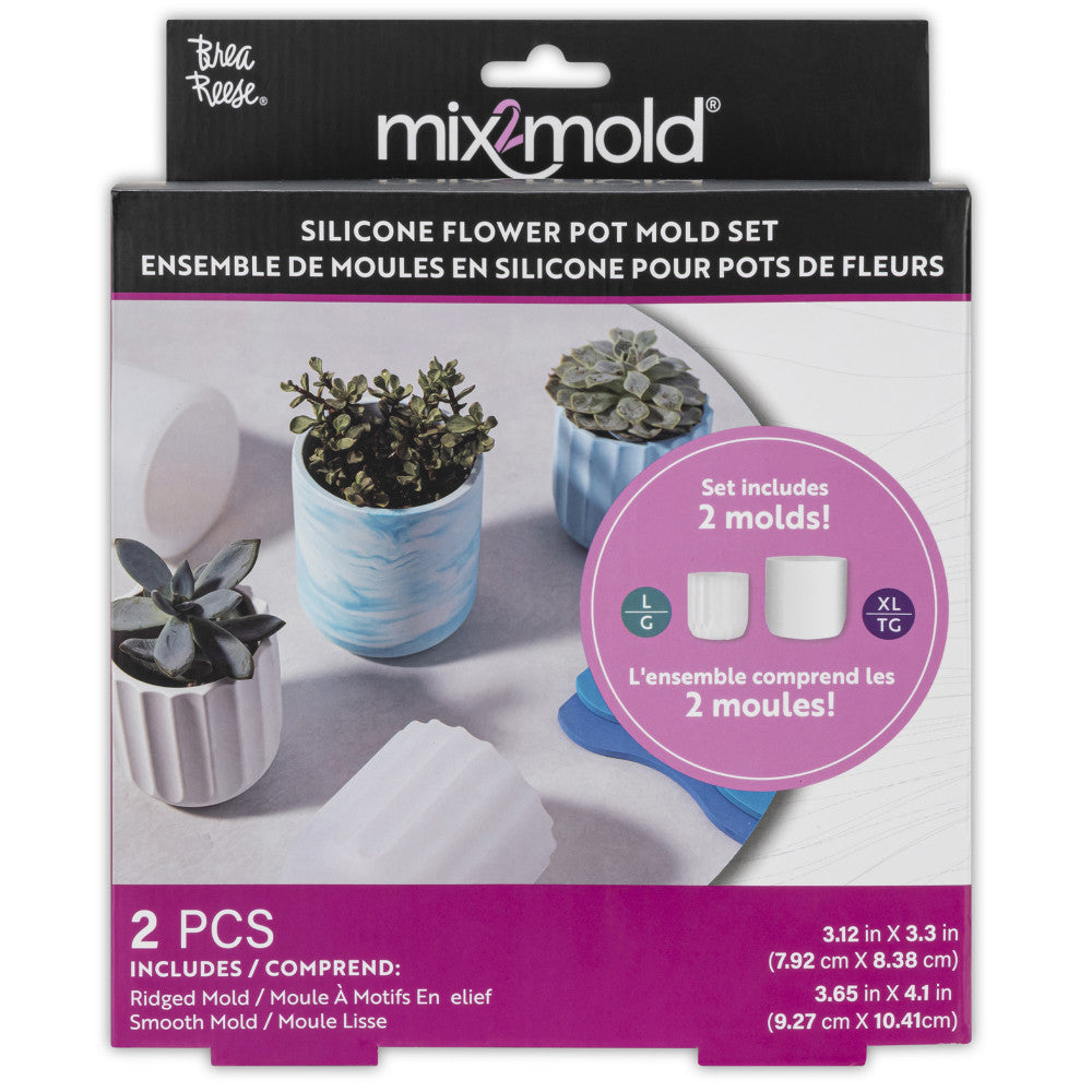 Brea Reese Mix2Mold Planter Creation Kit - 2 Reusable Silicone Molds for DIY Succulent Planters, Flower Pots & Home Decor - Perfect for Gardening Enthusiasts & Craft Lovers