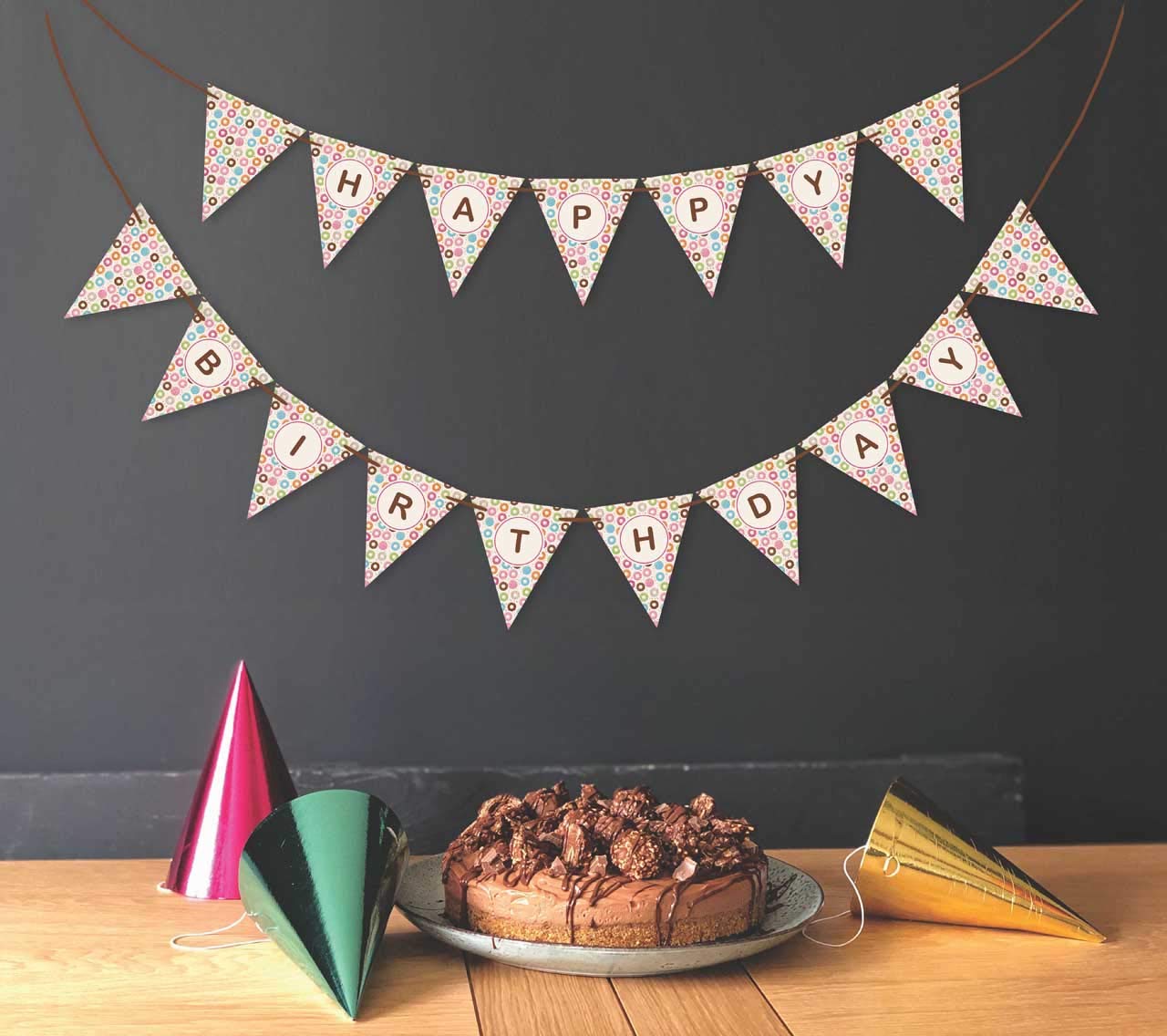 Happy Birthday Party Decorations - Gender Neutral Donut Garland Pennant Banner for Baby Boy or Girl | Perfect for Birthday Parties, Baby Showers & Nursery Decor
