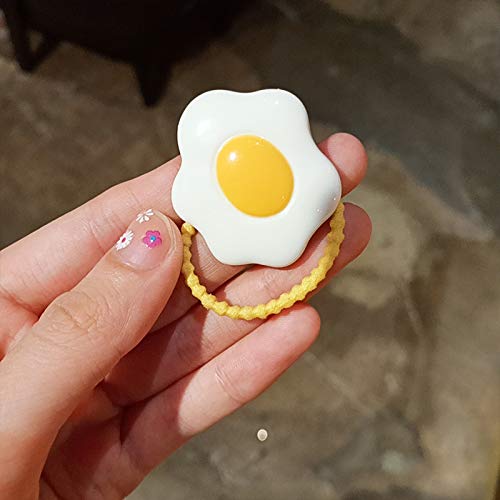 BBTDIN Egg Hair Clips for Girls - 4 Pcs Fried Egg & Poached Egg Hairpins, Hair Ties & Hair Accessories - Cute Food-Themed Hair Clips for Kids & Teens - Perfect for School, Parties & Daily Styling