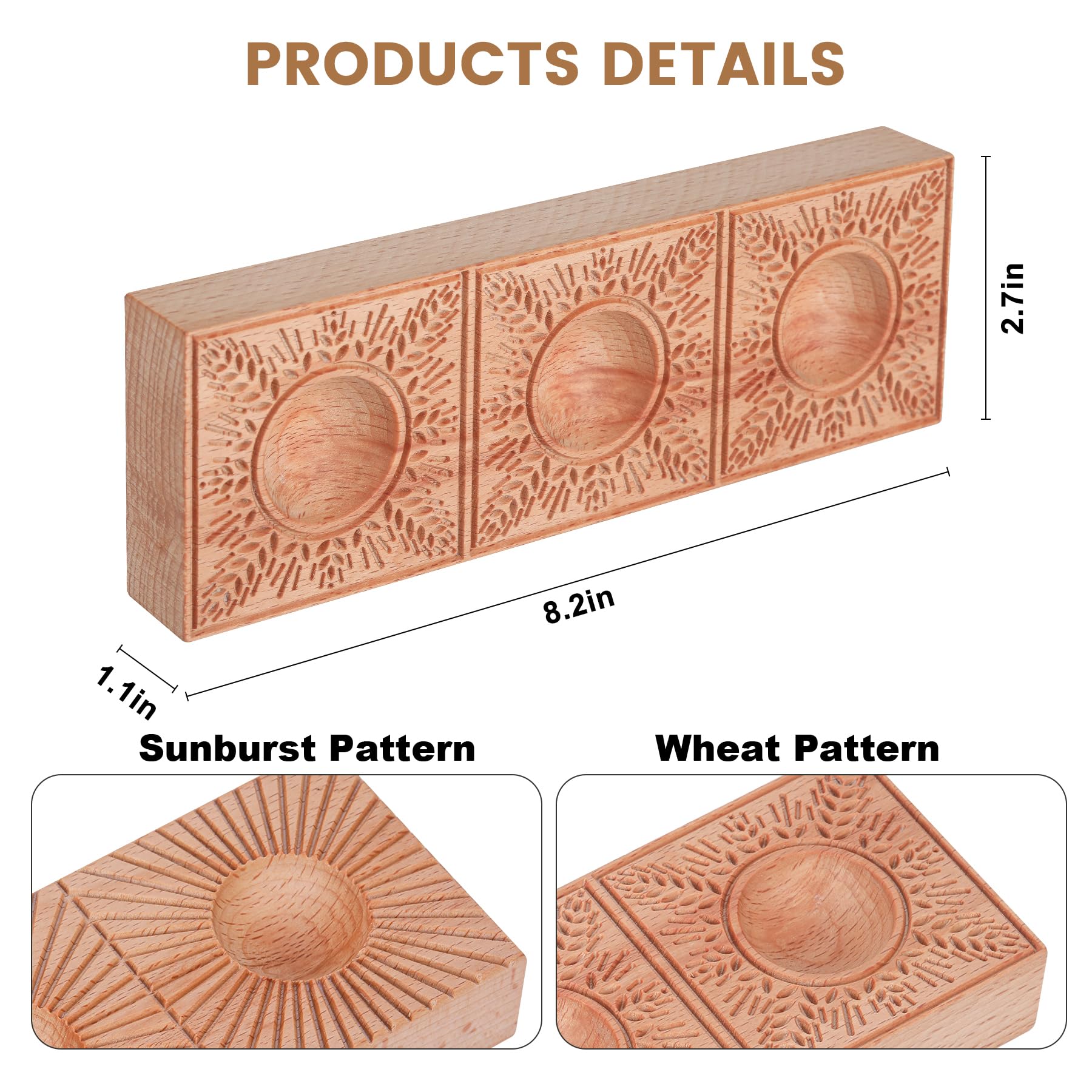 Handmade Wooden Pasta Ravioli Maker - Double Sided Sunburst & Wheat Pattern Ravioli Mold - 2-in-1 Kitchen Tool for Fresh Homemade Pasta - Perfect for Italian Cooking, Dinner Parties & Gift Giving