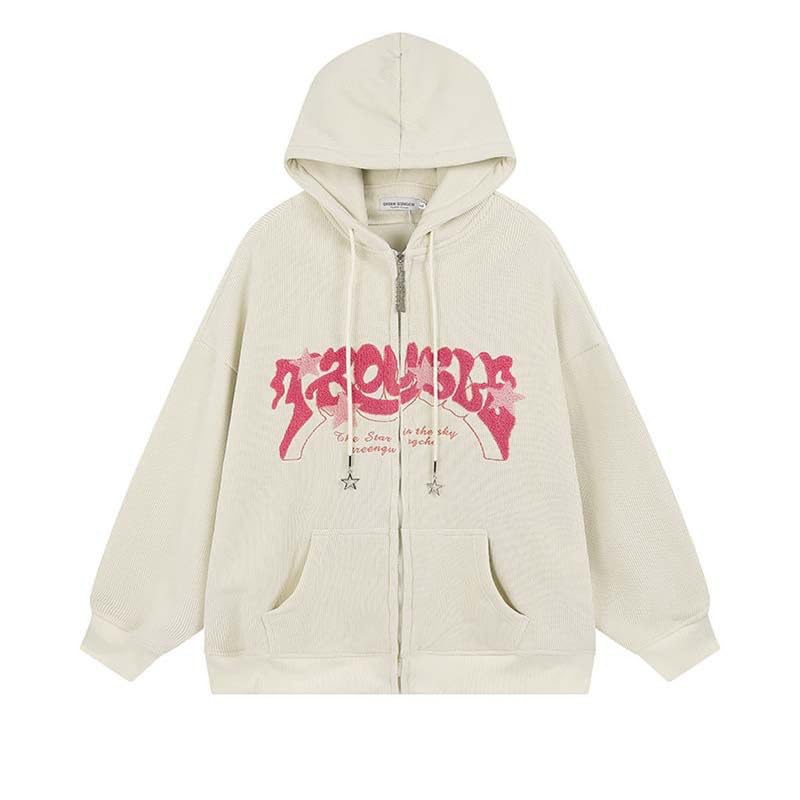 Y2K Graphic Zip Up Hoodies for Women & Men - Aesthetic Star Print Sweatshirts, Gothic Fashion Jackets | Perfect for Streetwear, Retro Outfits & Casual Wear