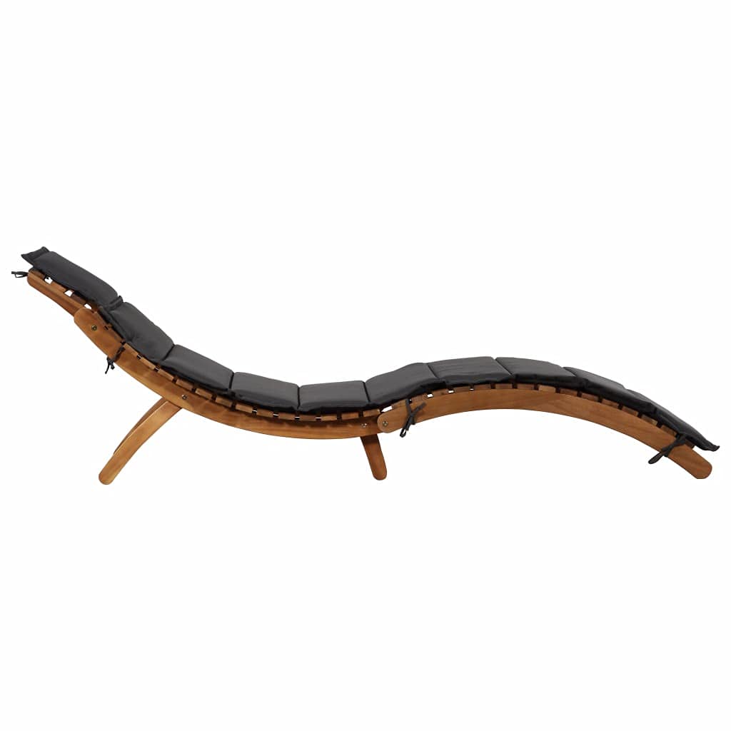 Premium Reclining Beach Chair with Cushion - Solid Acacia Wood Sun Lounger in Dark Gray - Patio, Deck, Balcony, Garden & Indoor Use - Perfect for Sandy Beaches, Poolside Relaxation & Outdoor Lounging