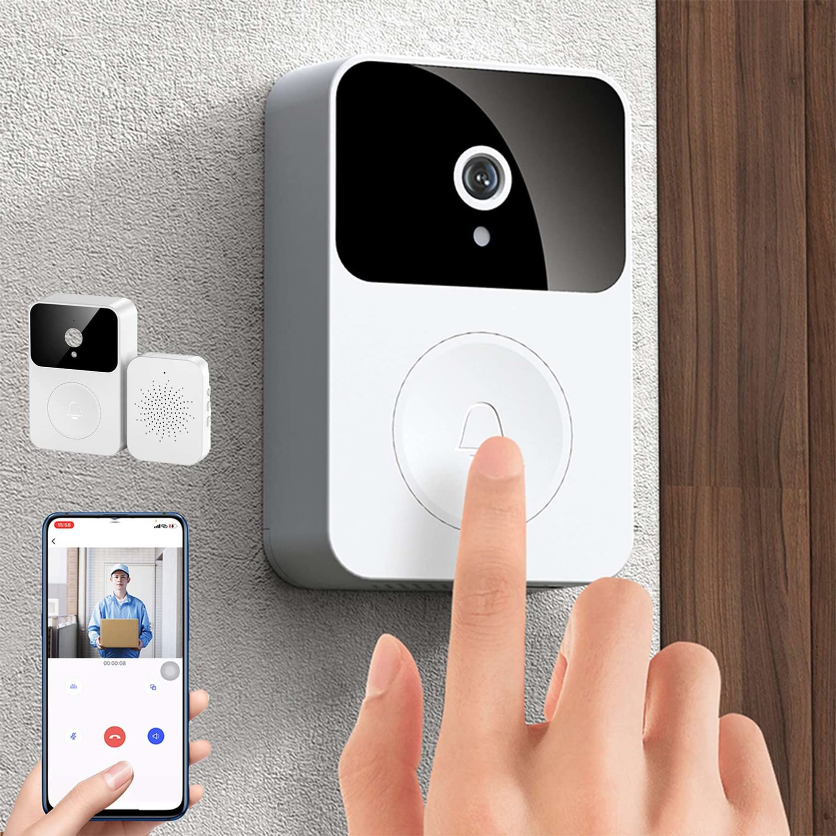 WULIDE Wireless Home Security Doorbell Camera with Chime - Battery Powered, 2-Way Audio, APP Control & Night Vision - Ideal for Front Door Monitoring & Smart Home Security