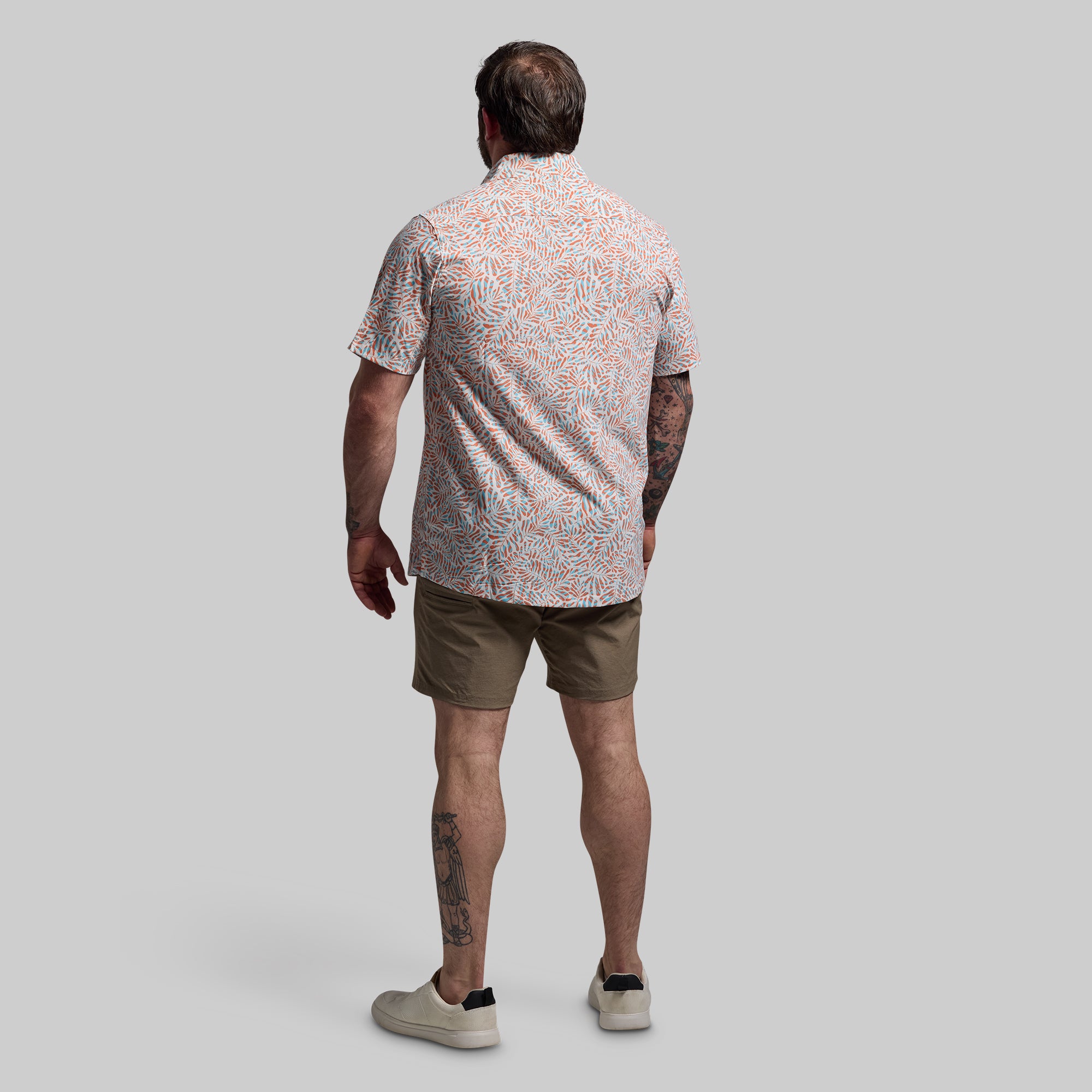 Voyager Button Up Shirt 2.0 - Vintage Palm Print Men's Casual Shirt for Beach, Summer & Outdoor Activities