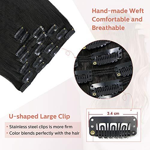 Premium 9A Brazilian Clip-In Human Hair Extensions - 7pcs Double Weft for Instant Volume & Length | Perfect for Weddings, Parties & Everyday Styling