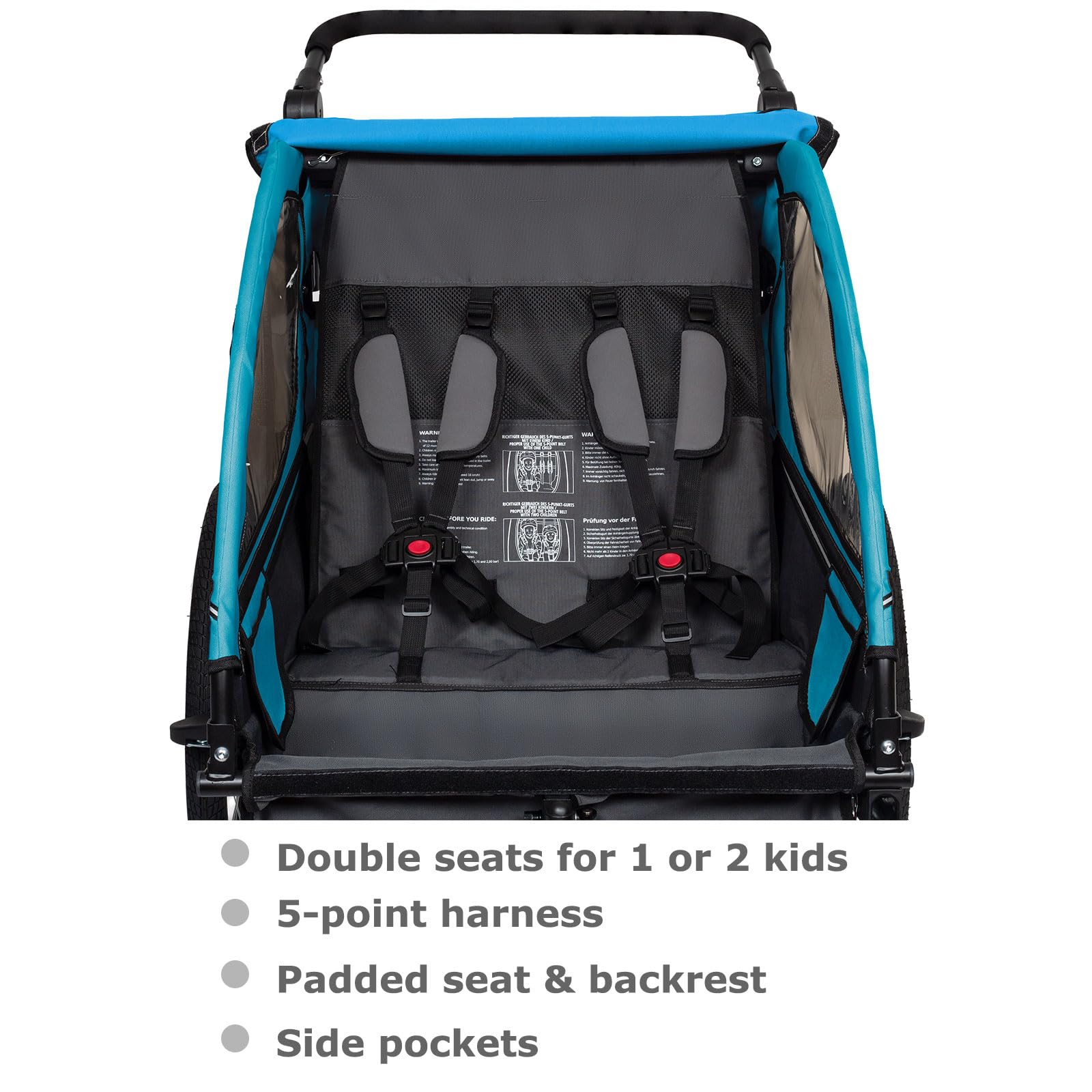TIGGO VS 2-in-1 Bike Trailer & Stroller - Double Seat Bicycle Carrier for Toddlers and Kids - Perfect for Cycling, Jogging, and Outdoor Family Adventures