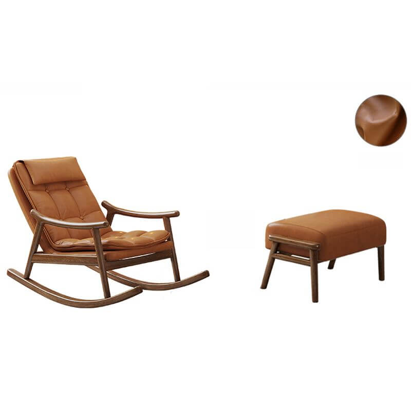Ergonomic Wood Rocking Chair with Ottoman - Comfortable Couch for Living Room, Nursery & Porch - Perfect for Relaxing, Nursing & Reading