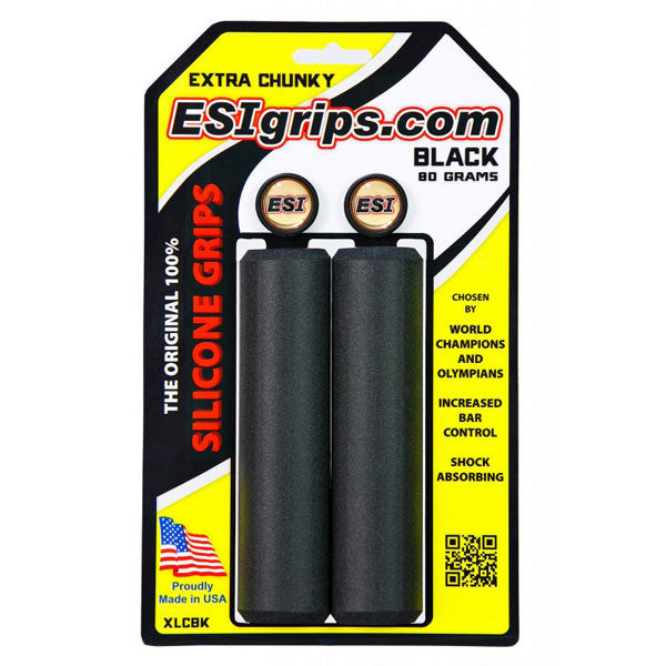 34mm Extra Chunky Grip - Black Rubber Bicycle Handlebar Grips for Mountain Bikes & Road Bikes - Comfortable Non-Slip Cycling Accessories for Long Rides & Commuting