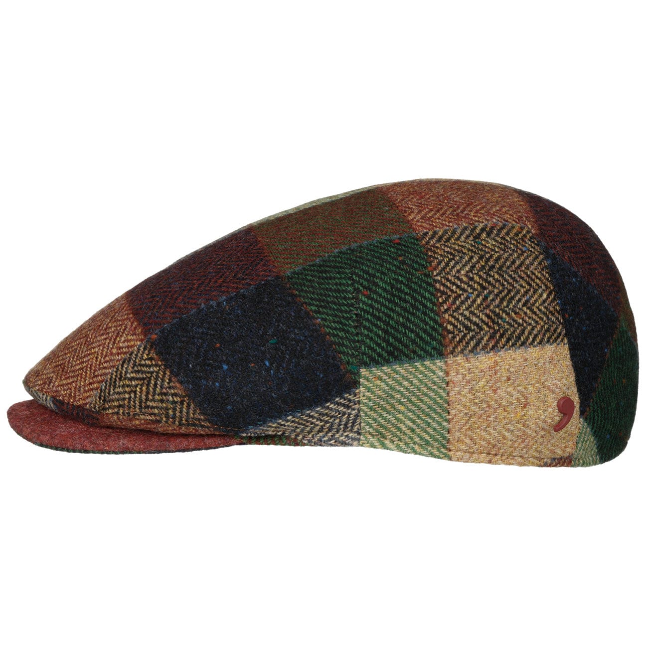 Alfonso D'Este Salveno Wool Check Flat Cap - Classic Men's Winter Hat for Outdoor Activities & Casual Style