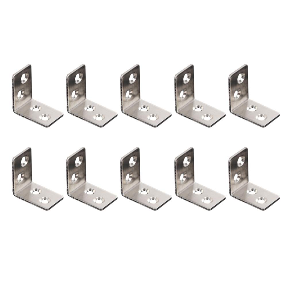 Heavy Duty L-Shaped Shelf Brackets 10 Pack - Black Iron Corner Braces for Furniture, Shelves, Desks & Chairs - Sturdy Metal Support Brackets for Home Office, Garage & Workshop Organization