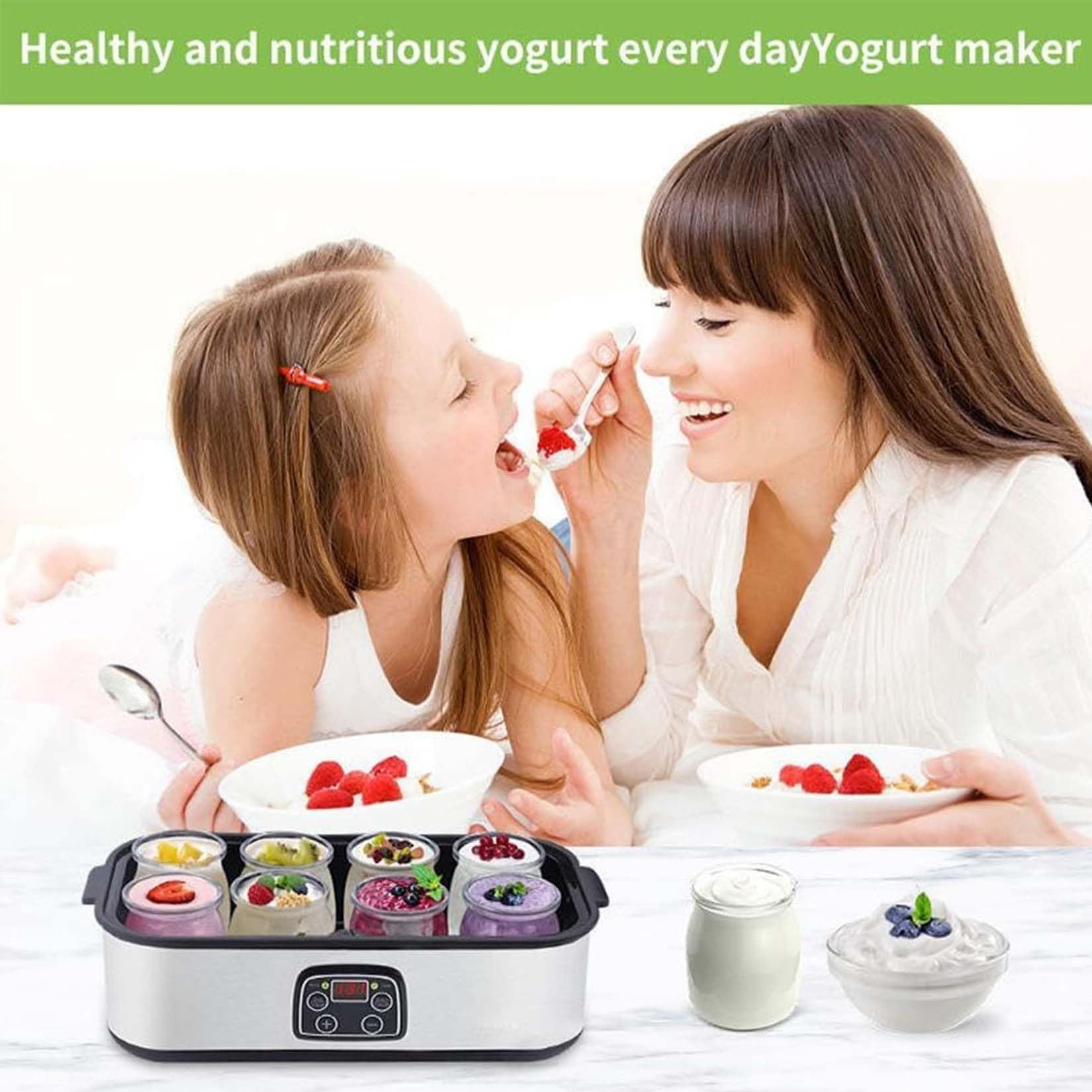 Best Automatic Digital Yogurt Maker Machine with LCD Display & Temperature Control - 8 Glass Jars Electric Yogurt Incubator for Homemade Probiotic Yogurt - Perfect for Healthy Breakfast, Snacks, and Gut Health at Home
