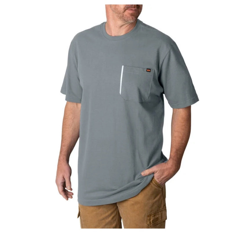 Walls Men's Grit Heavyweight Short Sleeve Work Shirt - Durable Cotton Workwear for Construction & Outdoor Jobs (Heather Grey) - Perfect for Job Sites, Landscaping & Tough Work Environments