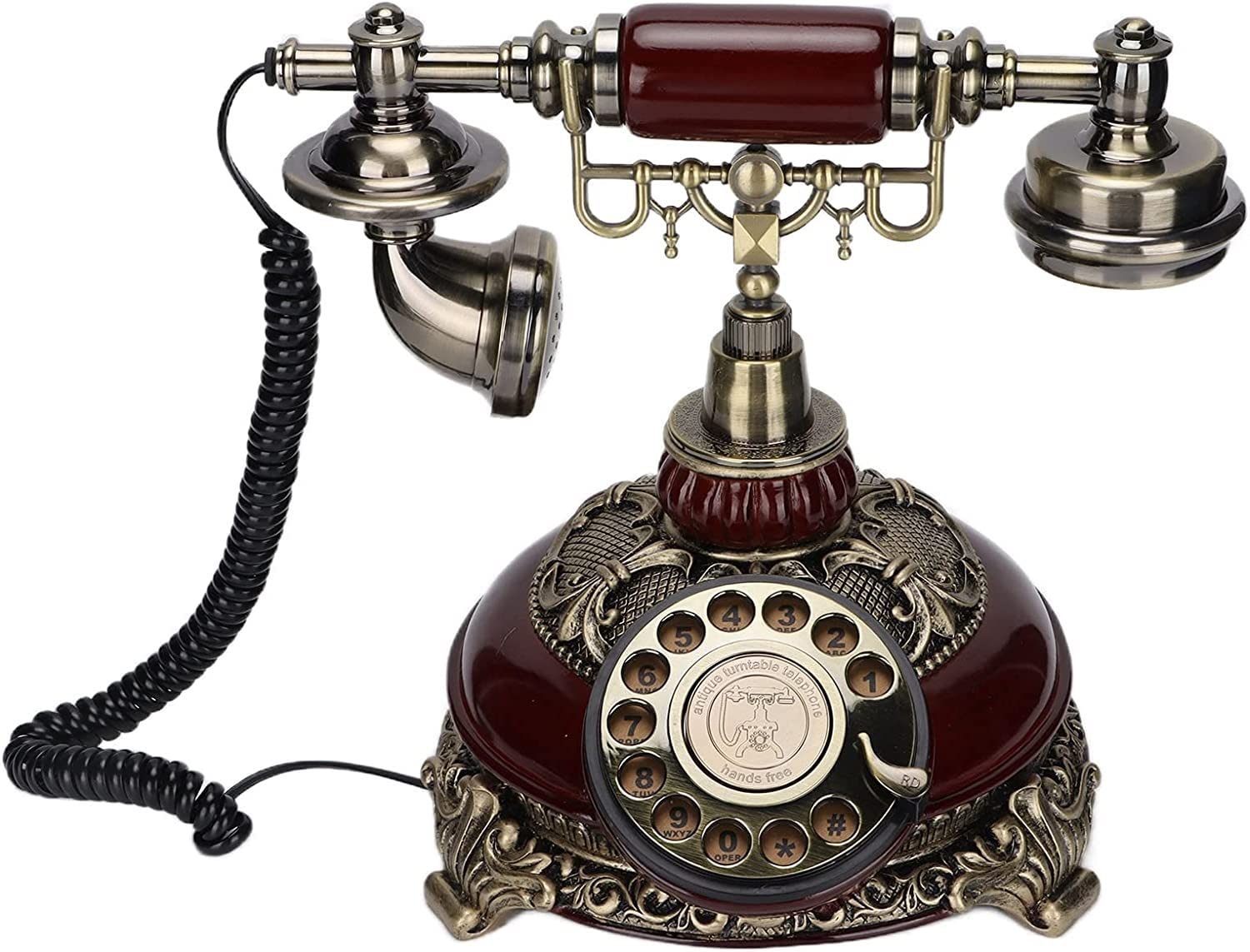 Vintage Rotary Dial Telephone - Antique Corded Landline Phone with Hands-Free Function, Retro Home Office Decor for Cafe, Bar & Vintage Lovers | Perfect for Home Office, Restaurant Decor & Gift Giving