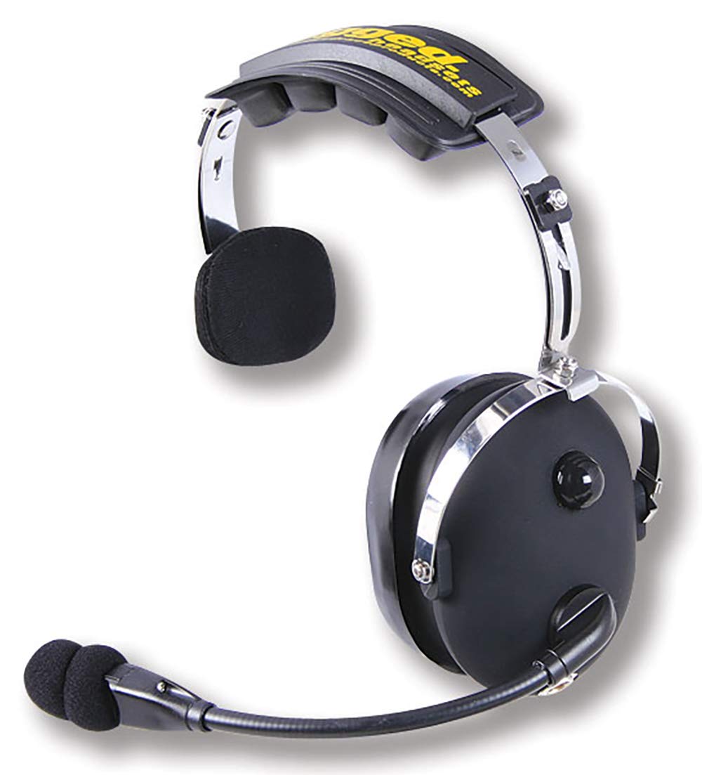 Rugged Radios HS15-RBLK Black Rubber Coated Over-The-Head Single Ear Two-Way Radio Headset - Durable Communication for Construction, Warehousing & Outdoor Adventures