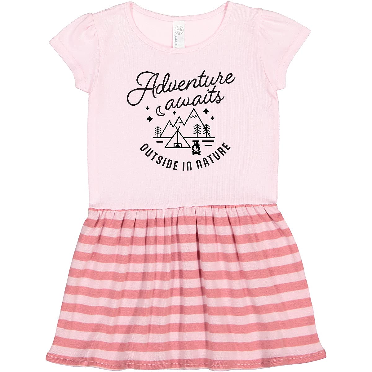 Inktastic Adventure Awaits Outside in Nature with Tent and Toddler Dress - Cute Camping Outfit for Girls, Outdoor Family Adventures, Nature Exploration, Hiking & Backyard Fun